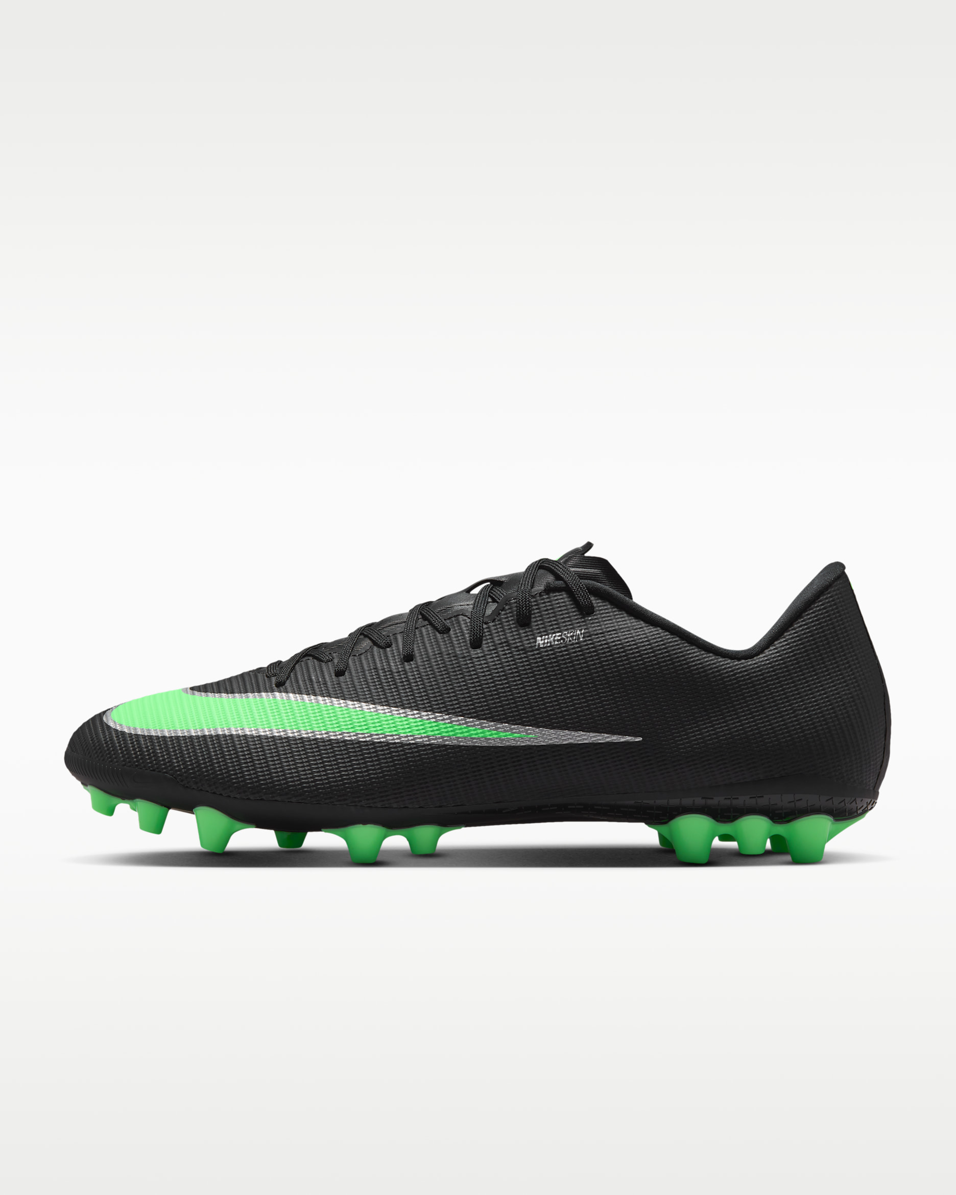Nike Mercurial Vapor 17 Academy Artificial-Grass Low-Top Soccer Cleats - Black/Black/Illusion Green