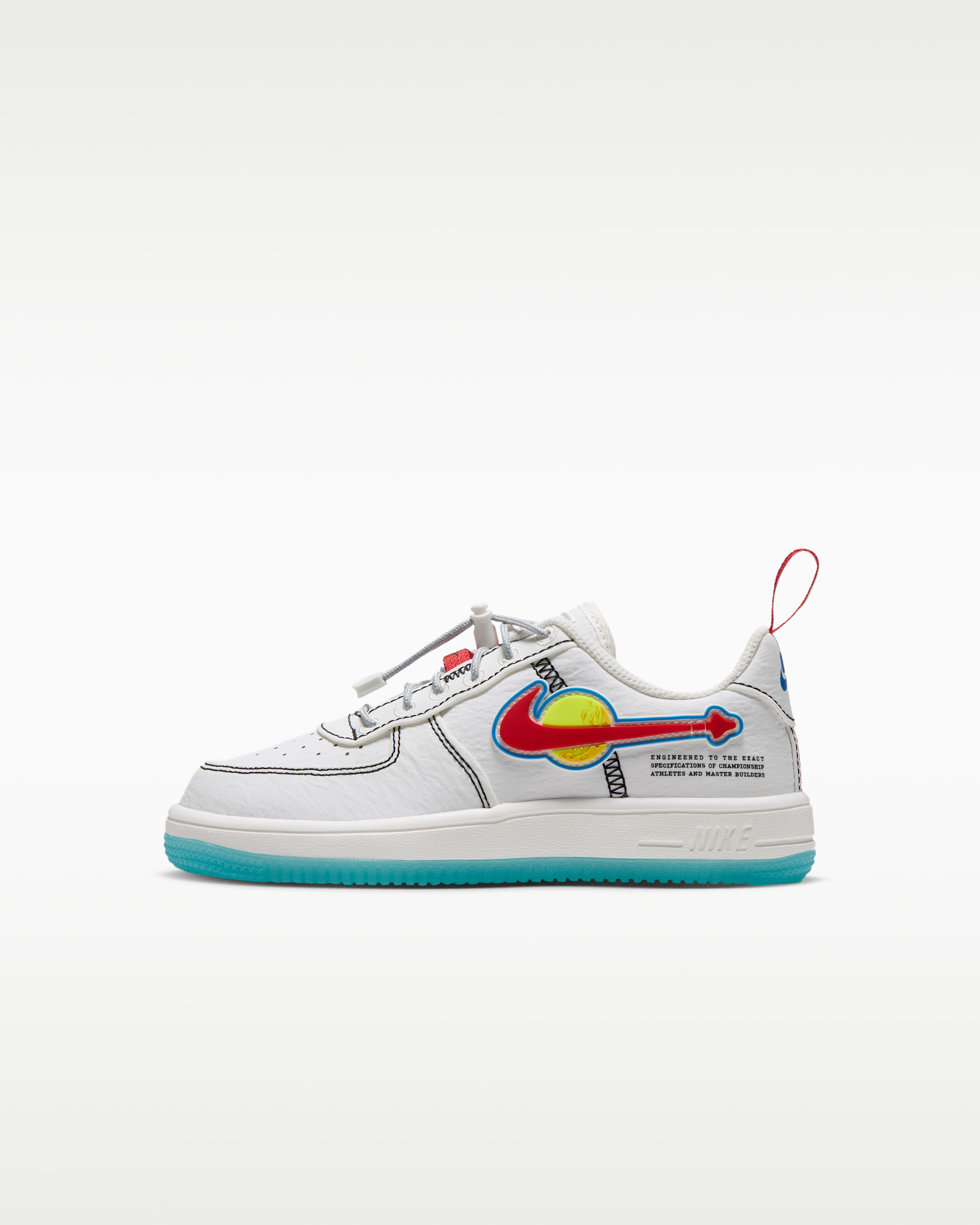 Nike Force 1 x LEGO® Collection Younger Kids' Shoes - Sail/Tour Yellow/Cobalt Blaze/Rush Red