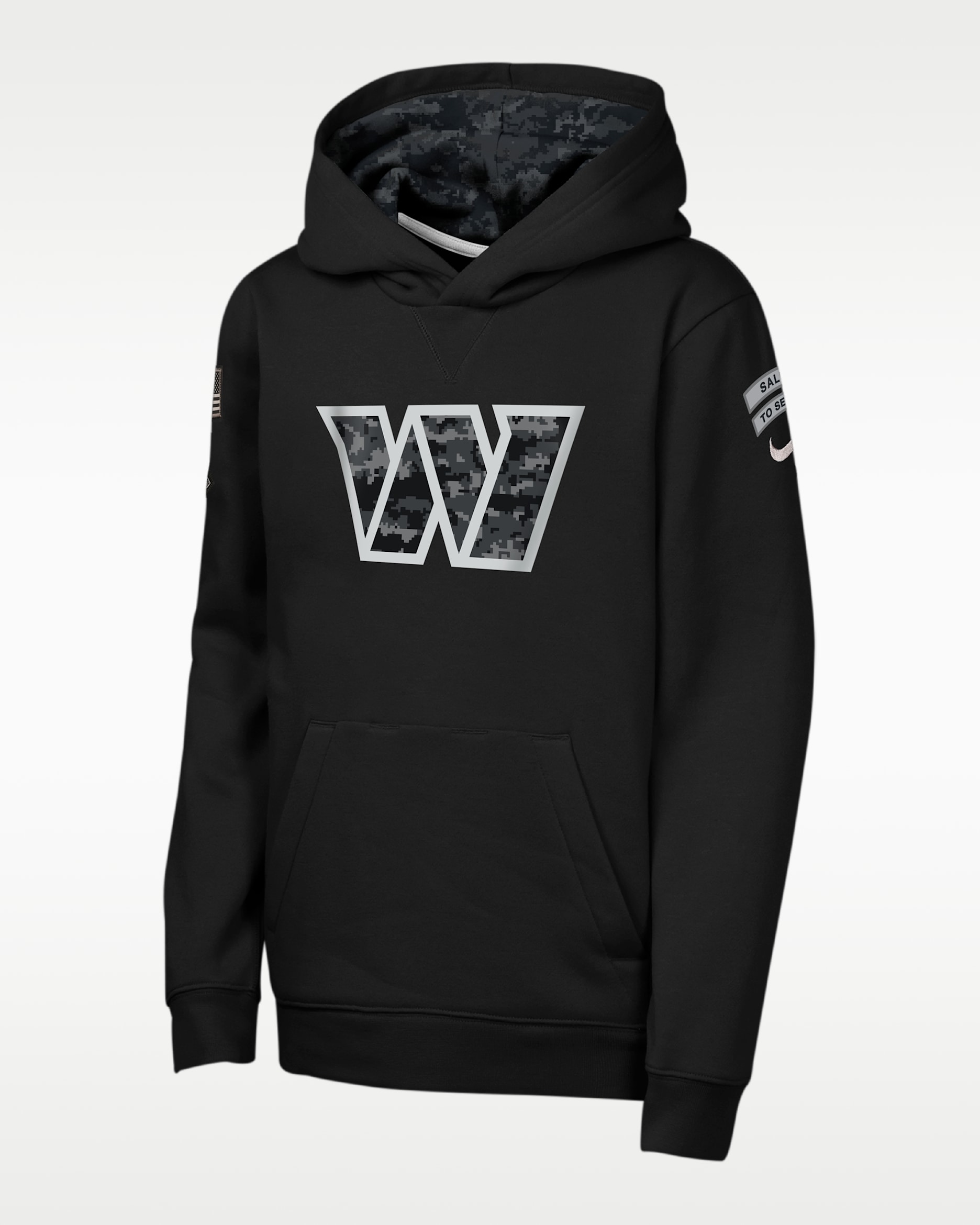 Sudadera con gorro sin cierre Nike de la NFL para niños talla grande Washington Commanders Salute to Service Sideline Club - Negro