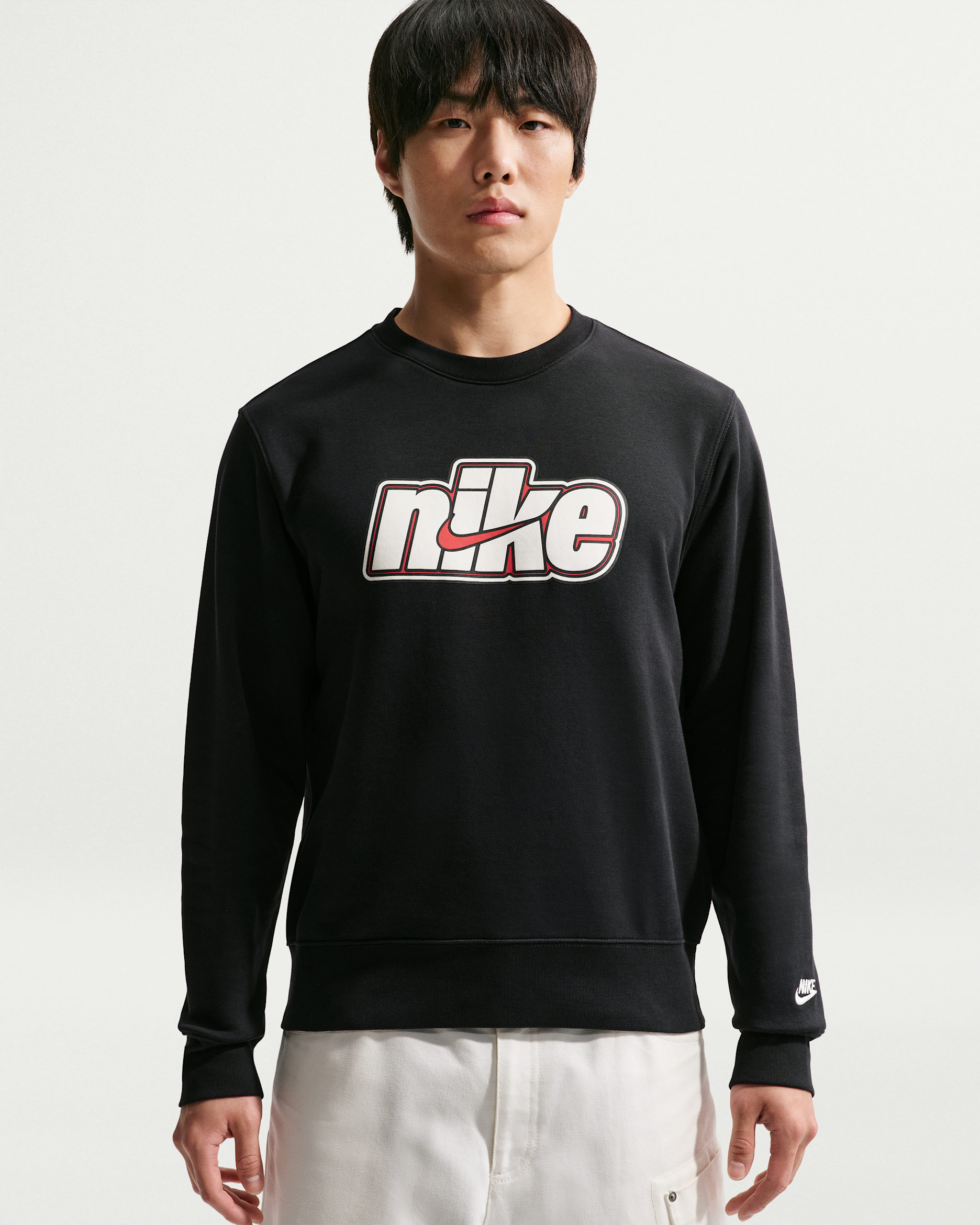 나이키 스포츠웨어 클럽 남성 프렌치 테리 크루넥 스웻셔츠 - 블랙/세일