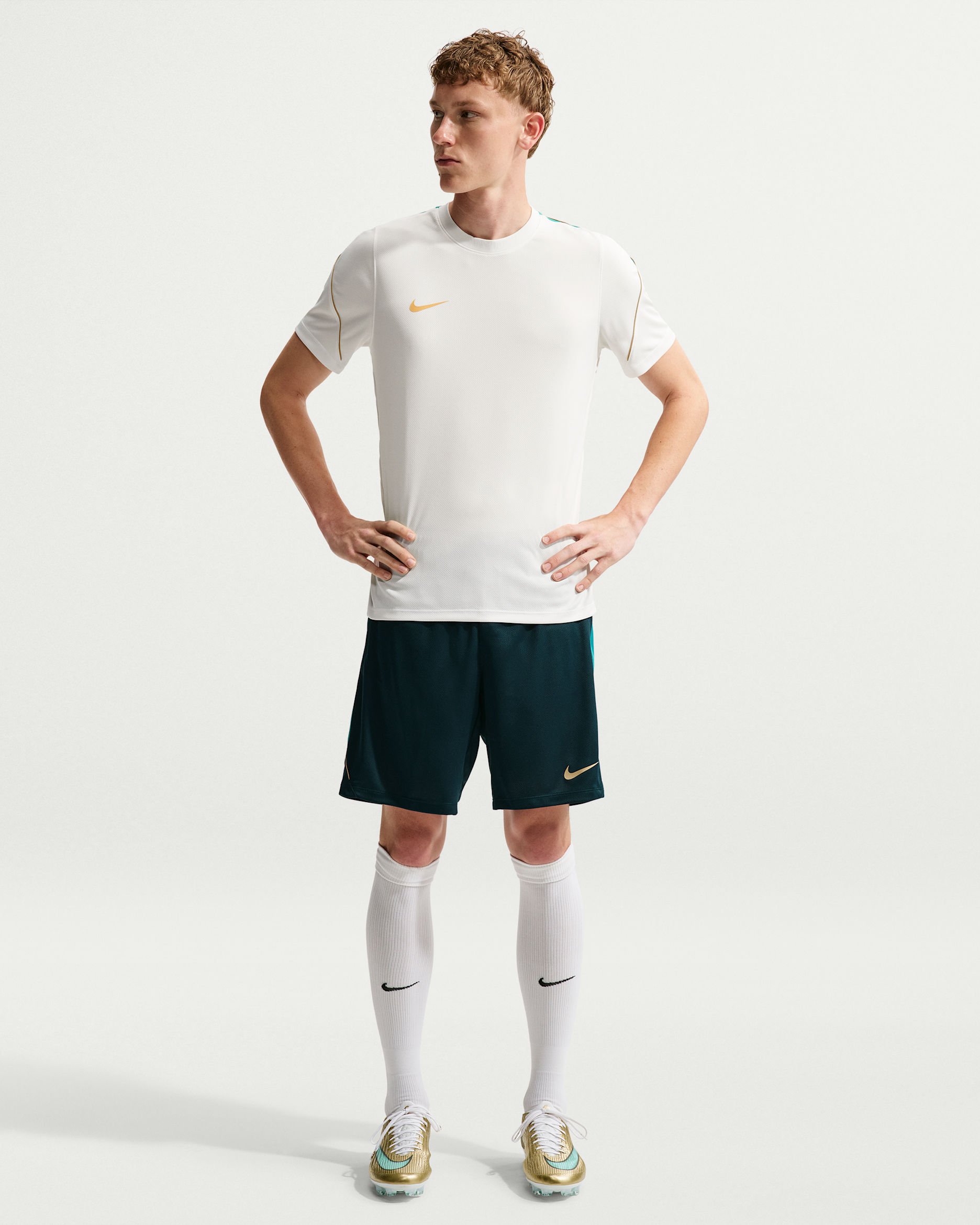 Nike Strike Men's Dri-FIT Soccer Shorts - Midnight Spruce/Rio Teal/Elemental Gold/Metallic Gold