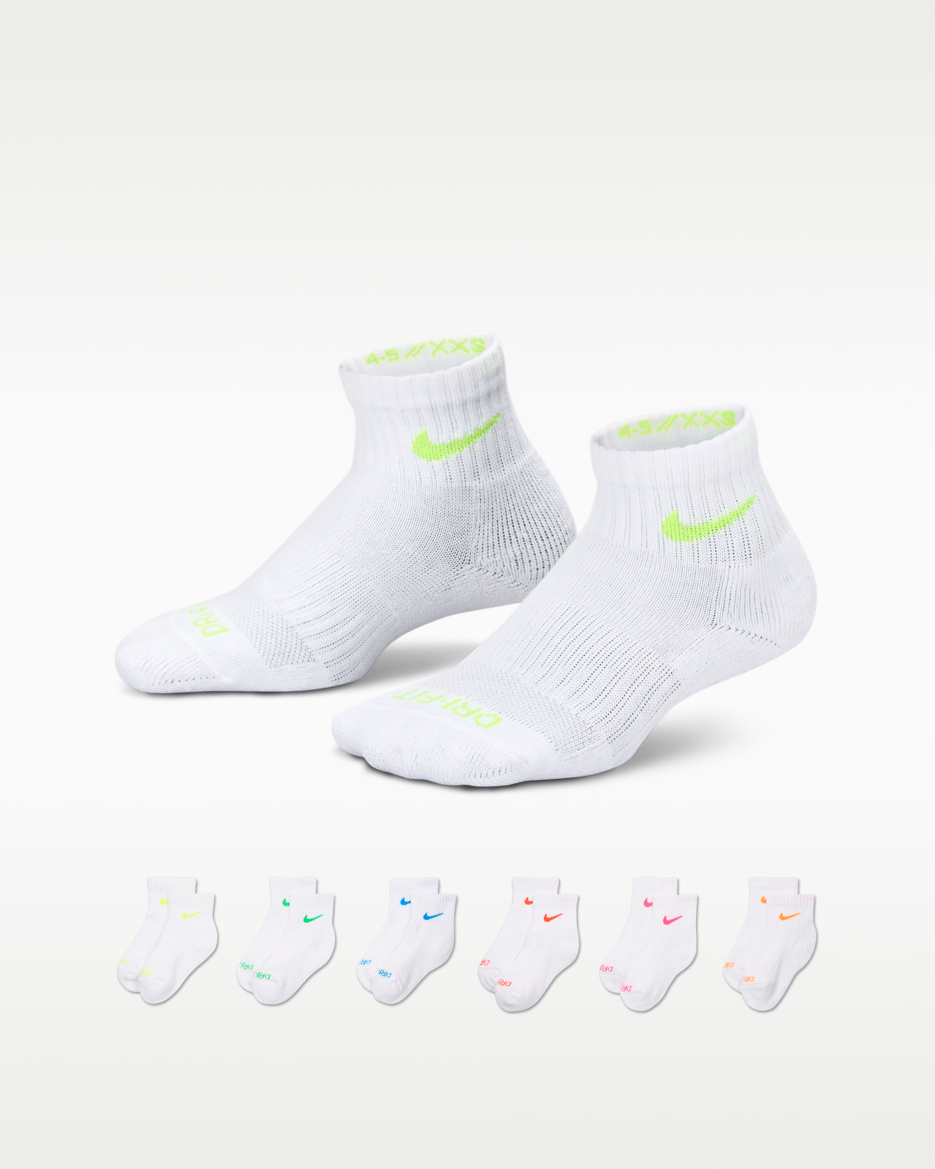Calcetines al tobillo Dri-FIT para niños (6 pares) Nike Performance Basics - Volt