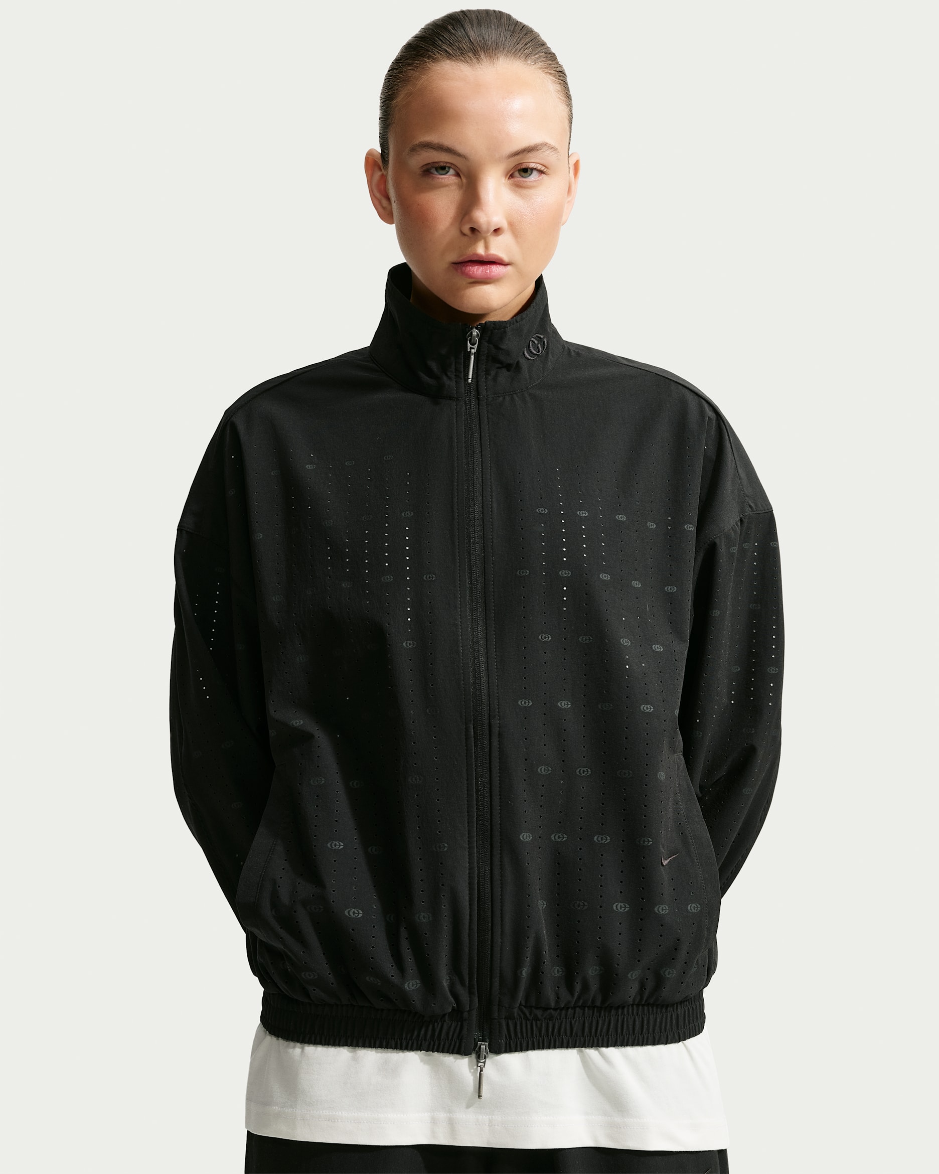 Caitlin Standard Issue Women’s Dri-FIT Game Woven Basketball Jacket - Black/Black