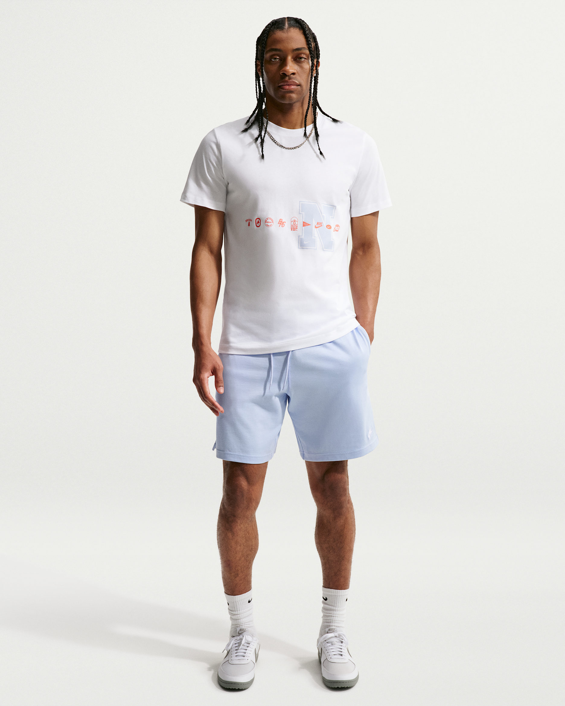 Męskie spodenki z dzianiny Nike Club - Hydrogen Blue/Biel