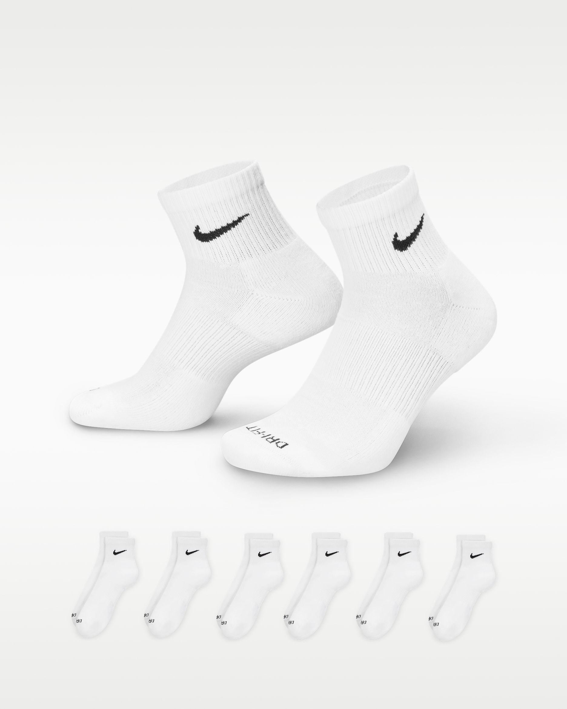 Calcetines al tobillo de entrenamiento Nike Everyday Plus Cushioned (6 pares) - Blanco/Negro