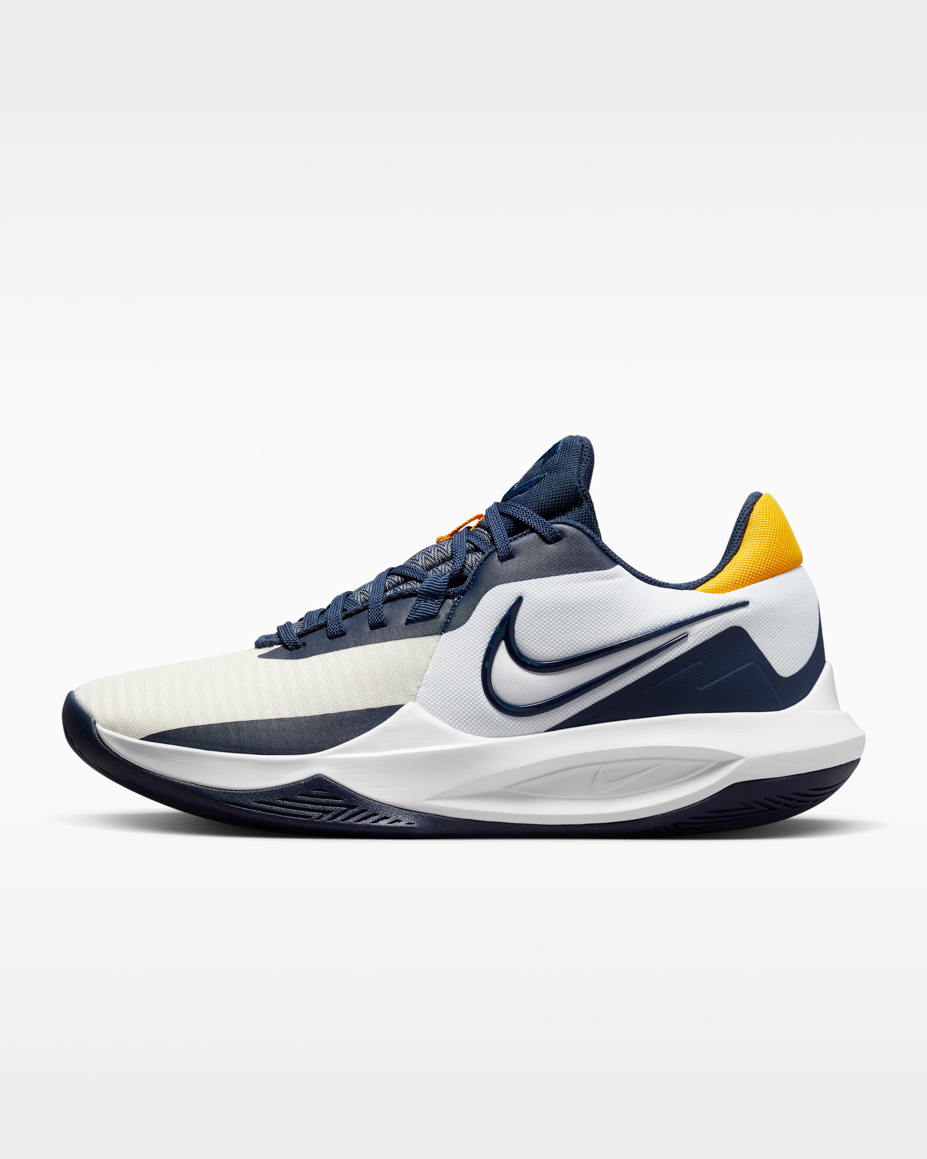Nike Precision 6 Basketball Shoes - White/University Gold/Midnight Navy