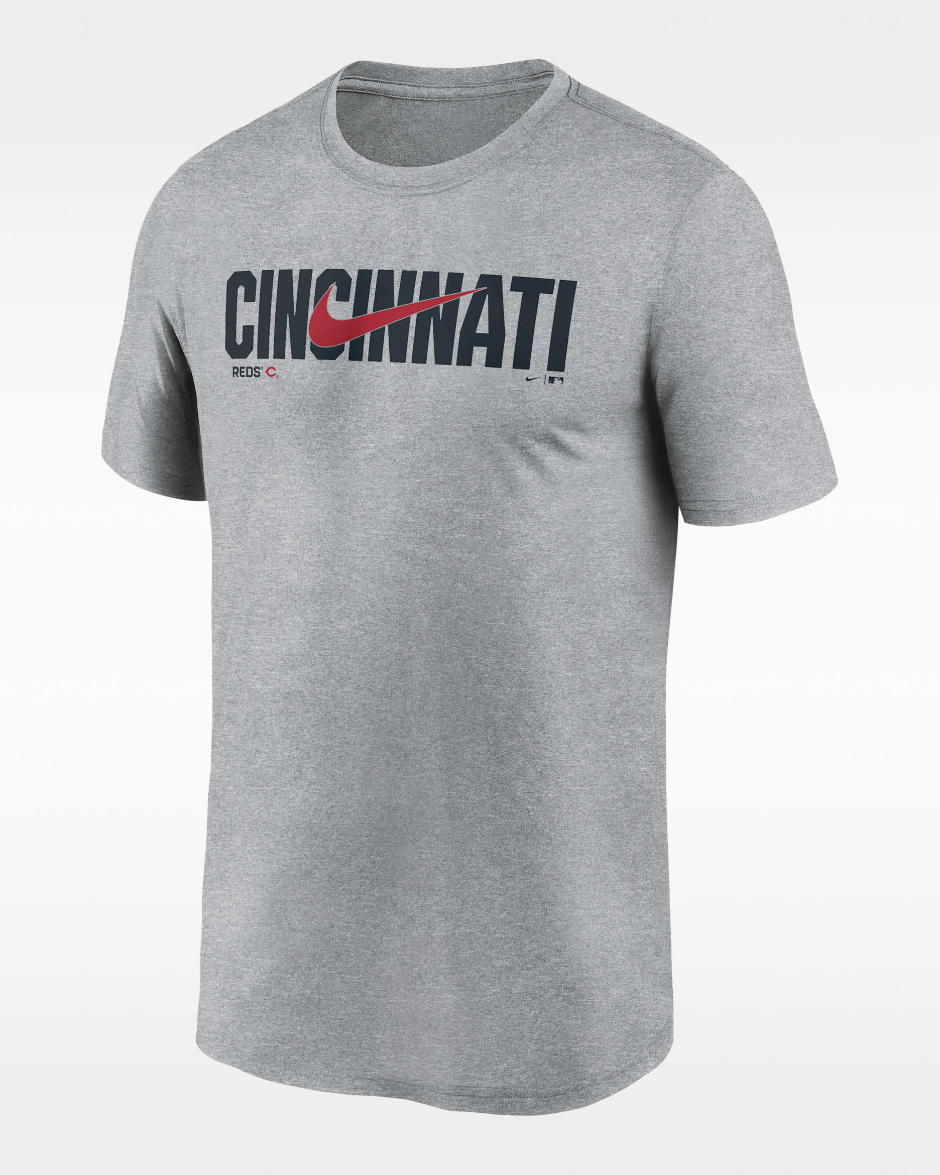 Cincinnati Reds Swoosh Legend Men's Nike Dri-FIT MLB T-Shirt - Grey Heather