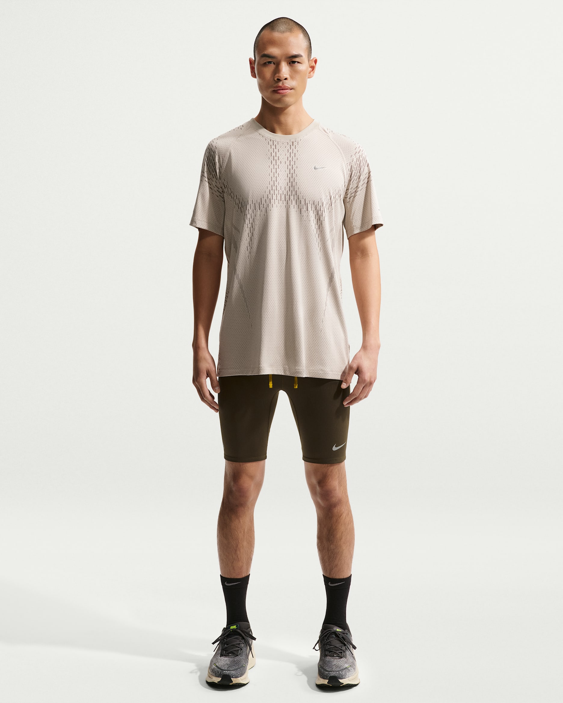 Nike Fast Men's Dri-FIT Brief-Lined 1/2-Length Running Tights - Dark Hazel/Black/Peat Moss