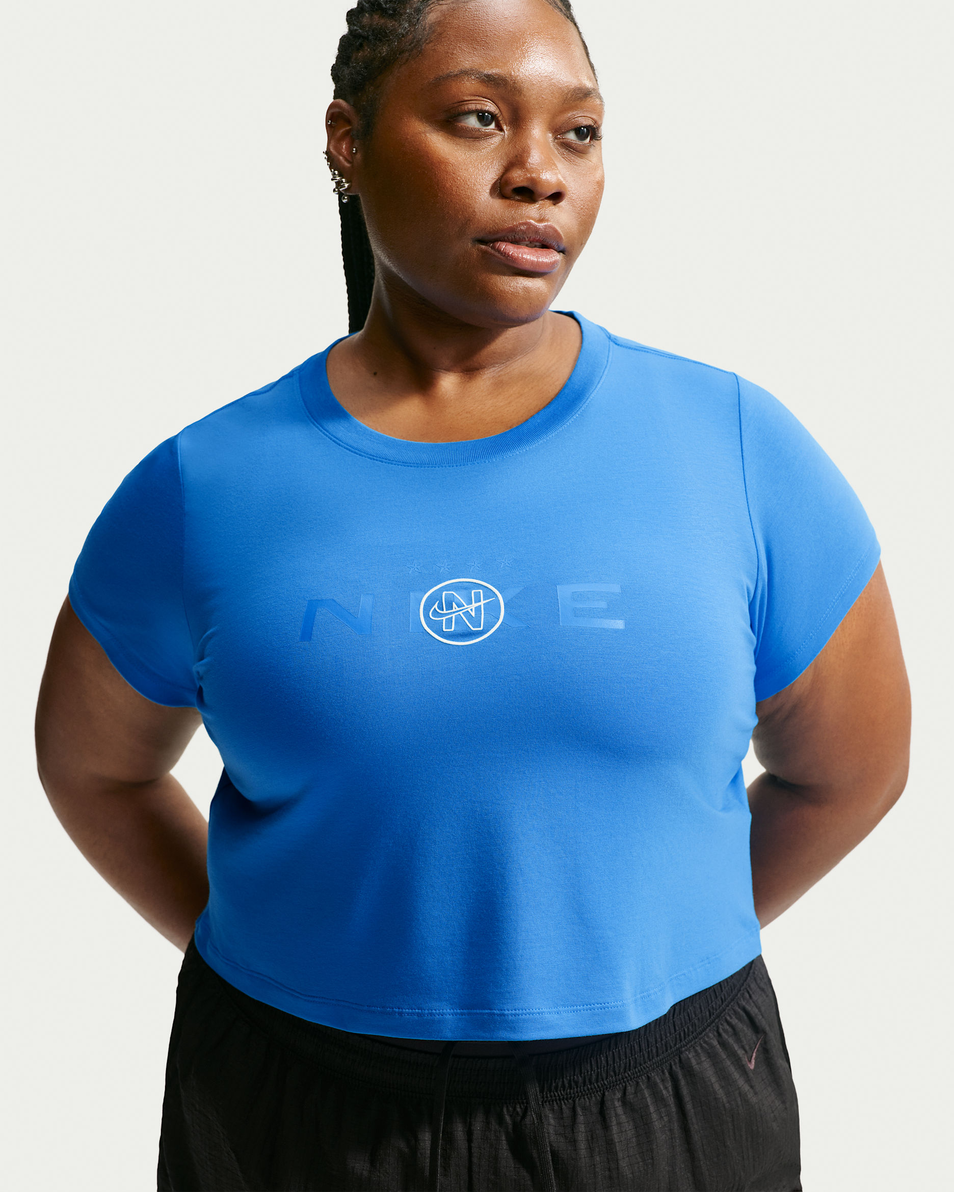 Nike Sportswear Chill Knit Women's Slim Cropped T-Shirt (Plus Size) - Light Photo Blue/Chalk