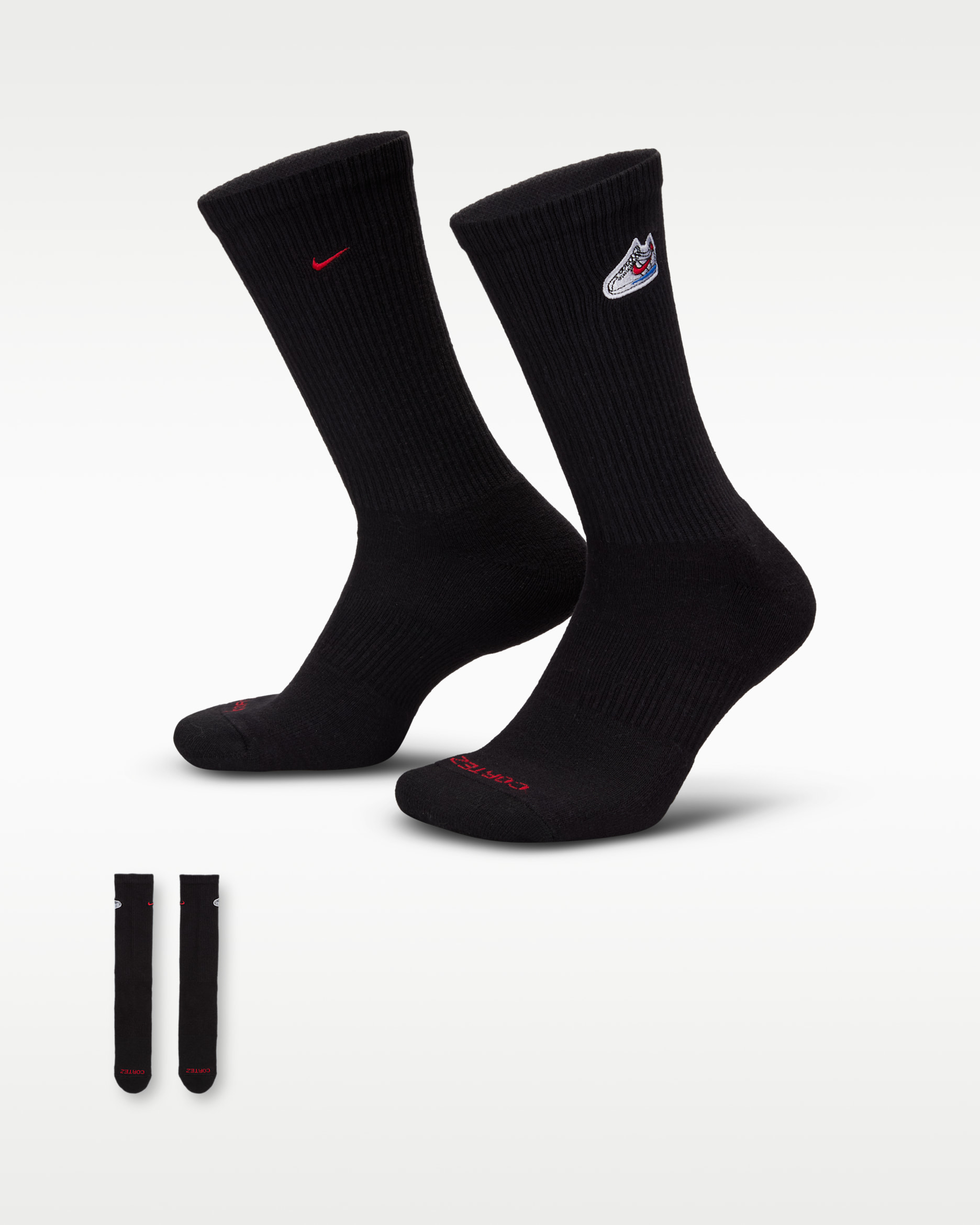 Nike Everyday Cushioned Crew Socks (1 Pair) - Black/Game Royal/University Red