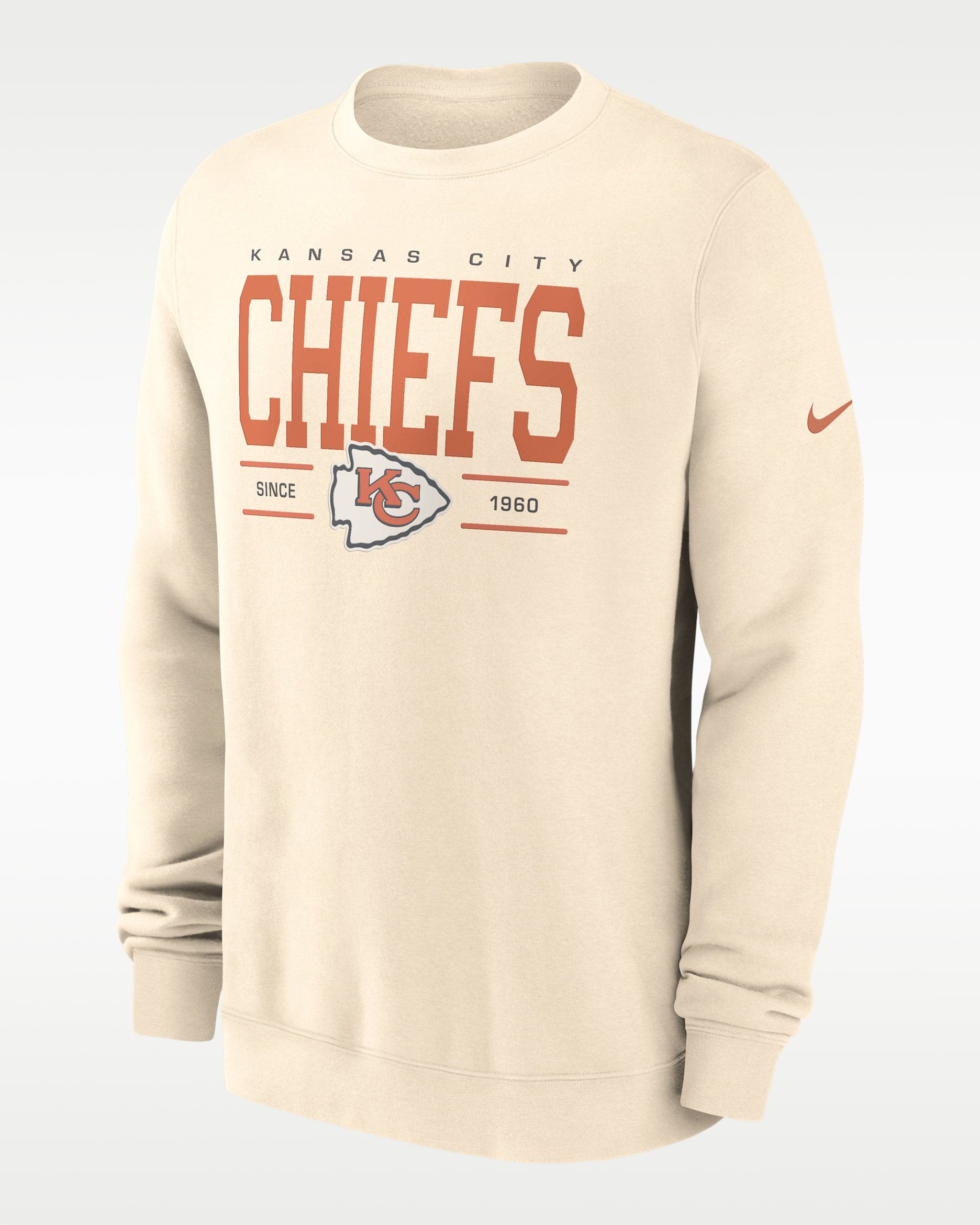 Sudadera de cuello redondo sin cierre Nike de la NFL para hombre Kansas City Chiefs Club - Natural