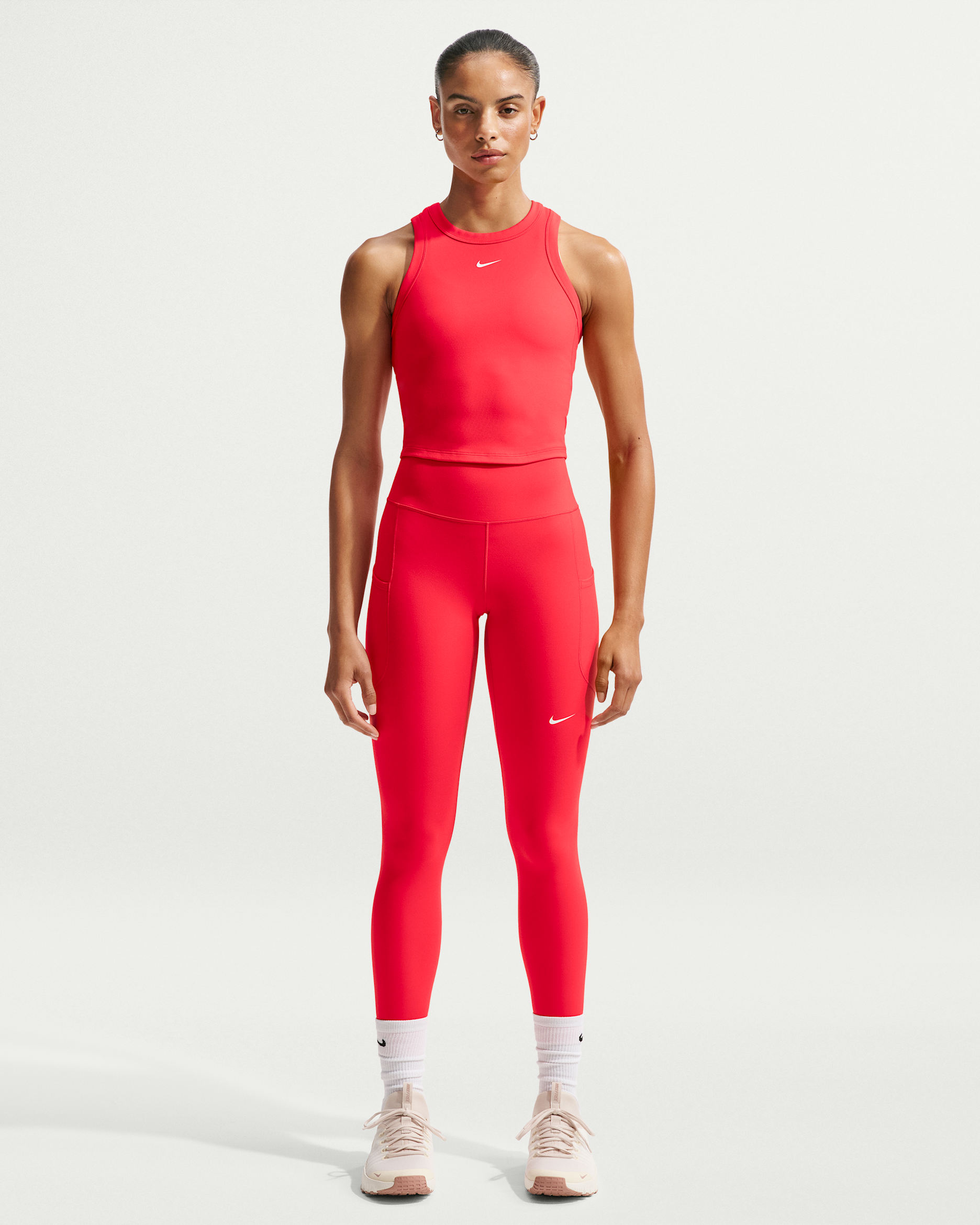 Nike One Women's High-Waisted 7/8 Leggings with Pockets - Light Crimson/White