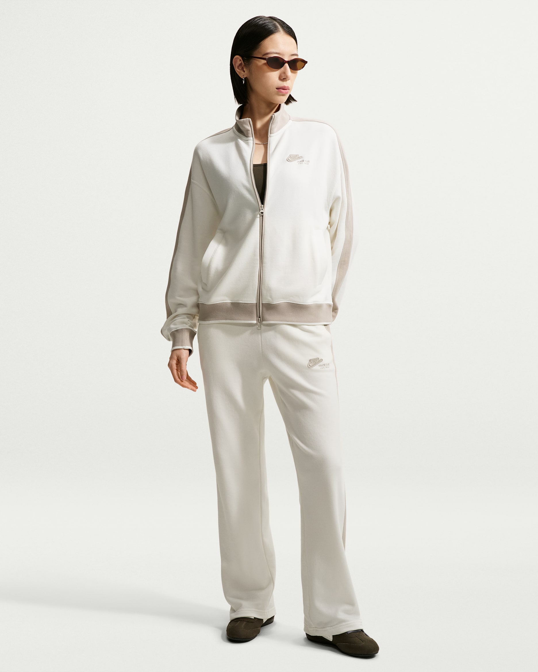 Nike Studio Fleece Lightweight 'French Terry' Women's Mid-Rise Tracksuit Bottoms - Sail/Cream II/Cream II