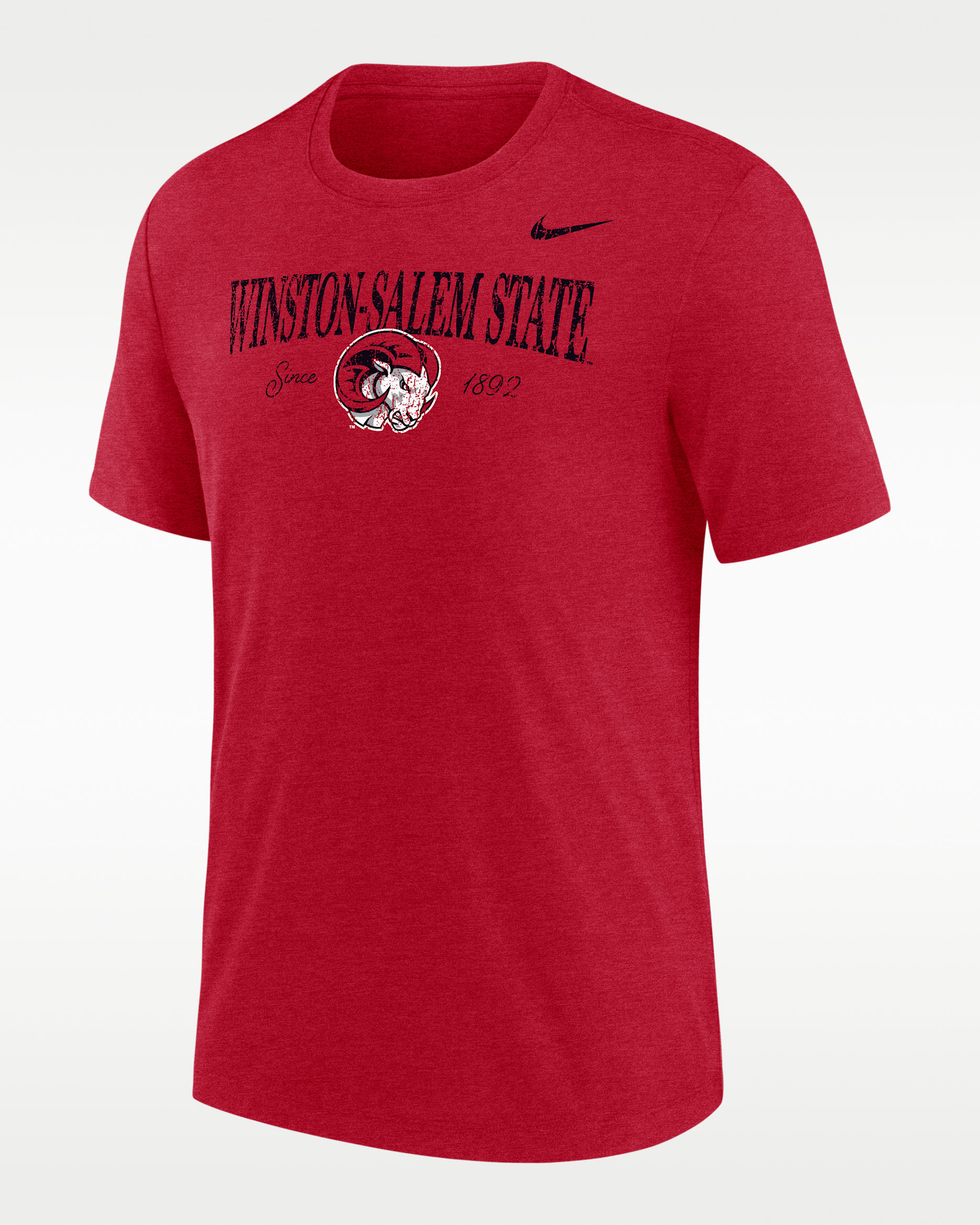 Playera de manga corta Tri-blend para hombre Nike College (Winston-Salem State) - Castaña intenso jaspeado