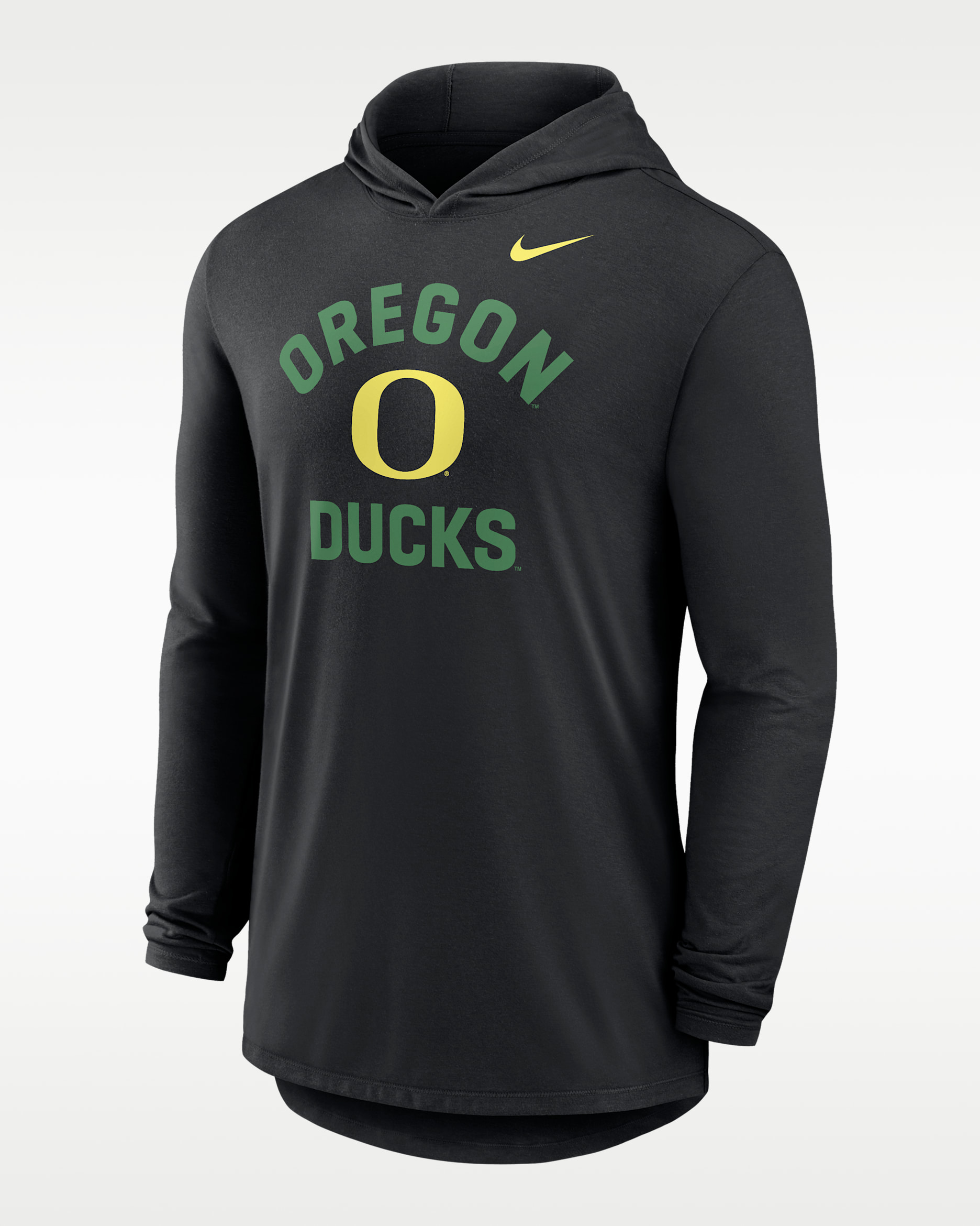 Oregon Primetime Arch Men's Nike Dri-FIT College Long-Sleeve Hooded T-Shirt - Black