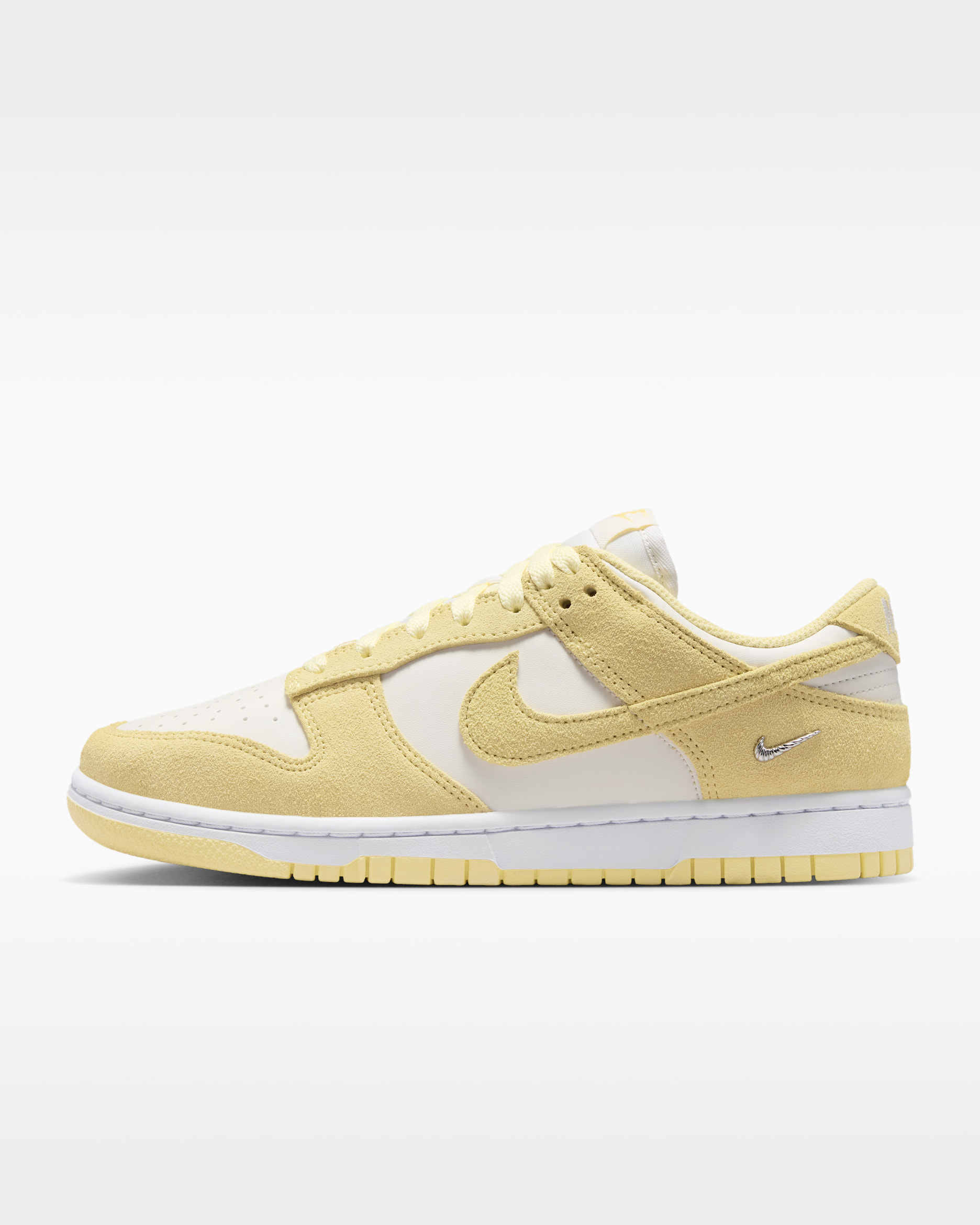 Nike Dunk Low Suede Women's Shoes - Sail/White/Metallic Silver/Soft Yellow