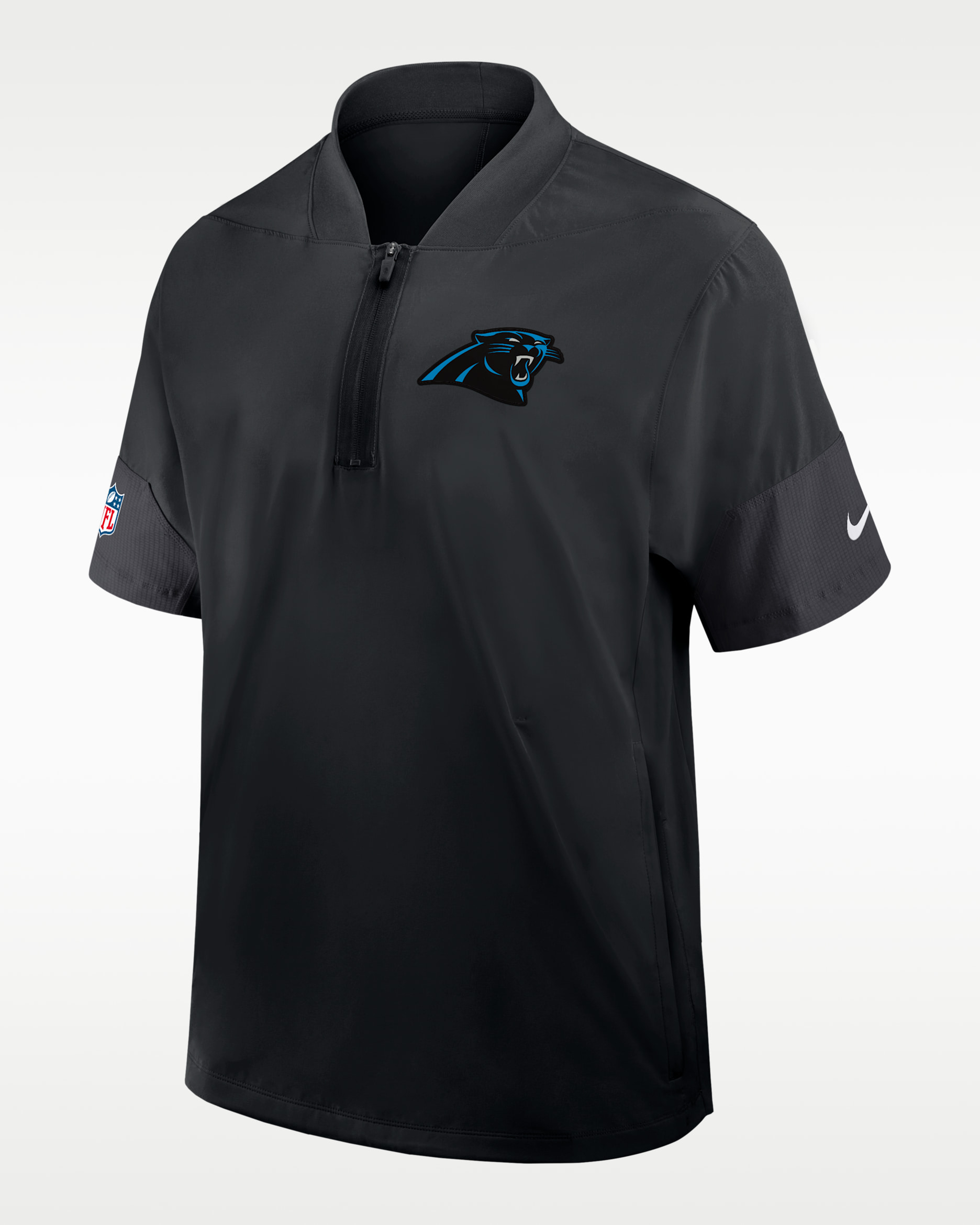 Carolina Panthers Sideline Coach Men's Nike NFL 1/2-Zip Short-Sleeve Jacket - Black