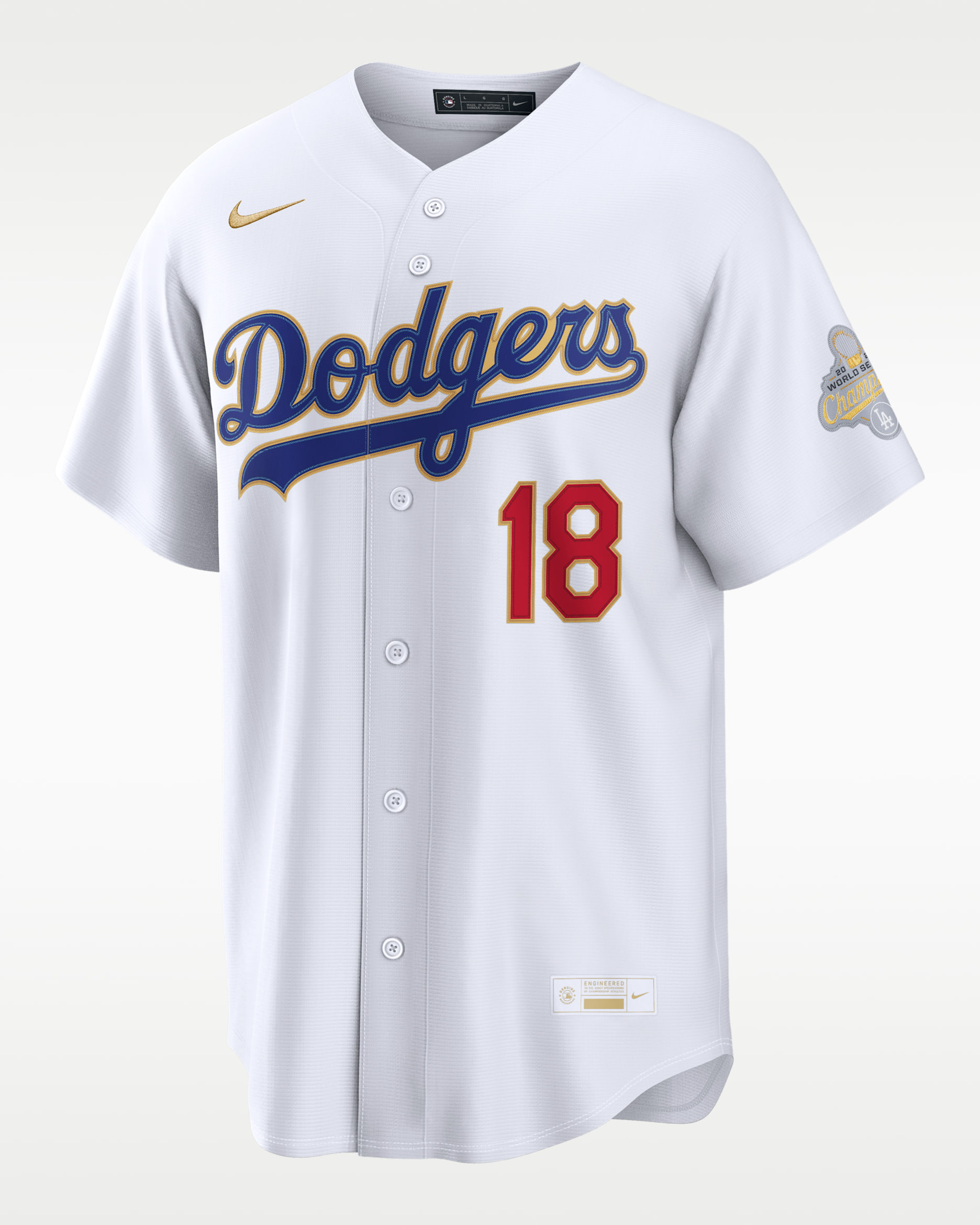 Yoshinobu Yamamoto Los Angeles Dodgers 2025 World Series Champion Gold Series Men's Nike MLB Stadium Jersey - White