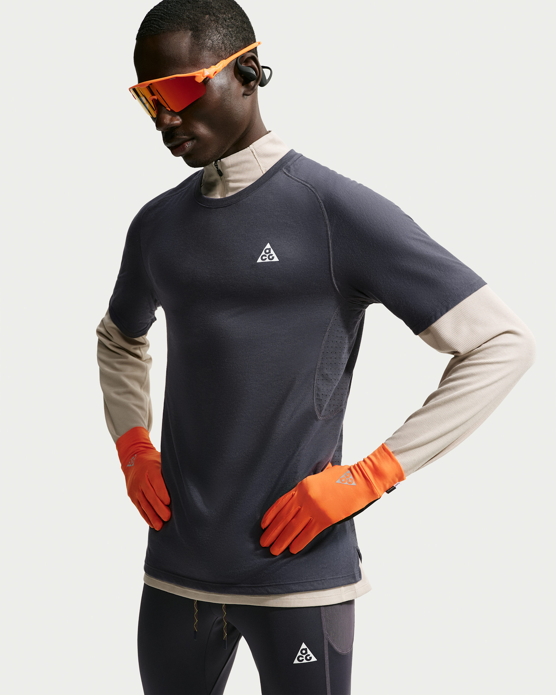 ACG Solar Chase Men's Dri-FIT ADV Trail-Running Top - Gridiron/Gridiron/Summit White