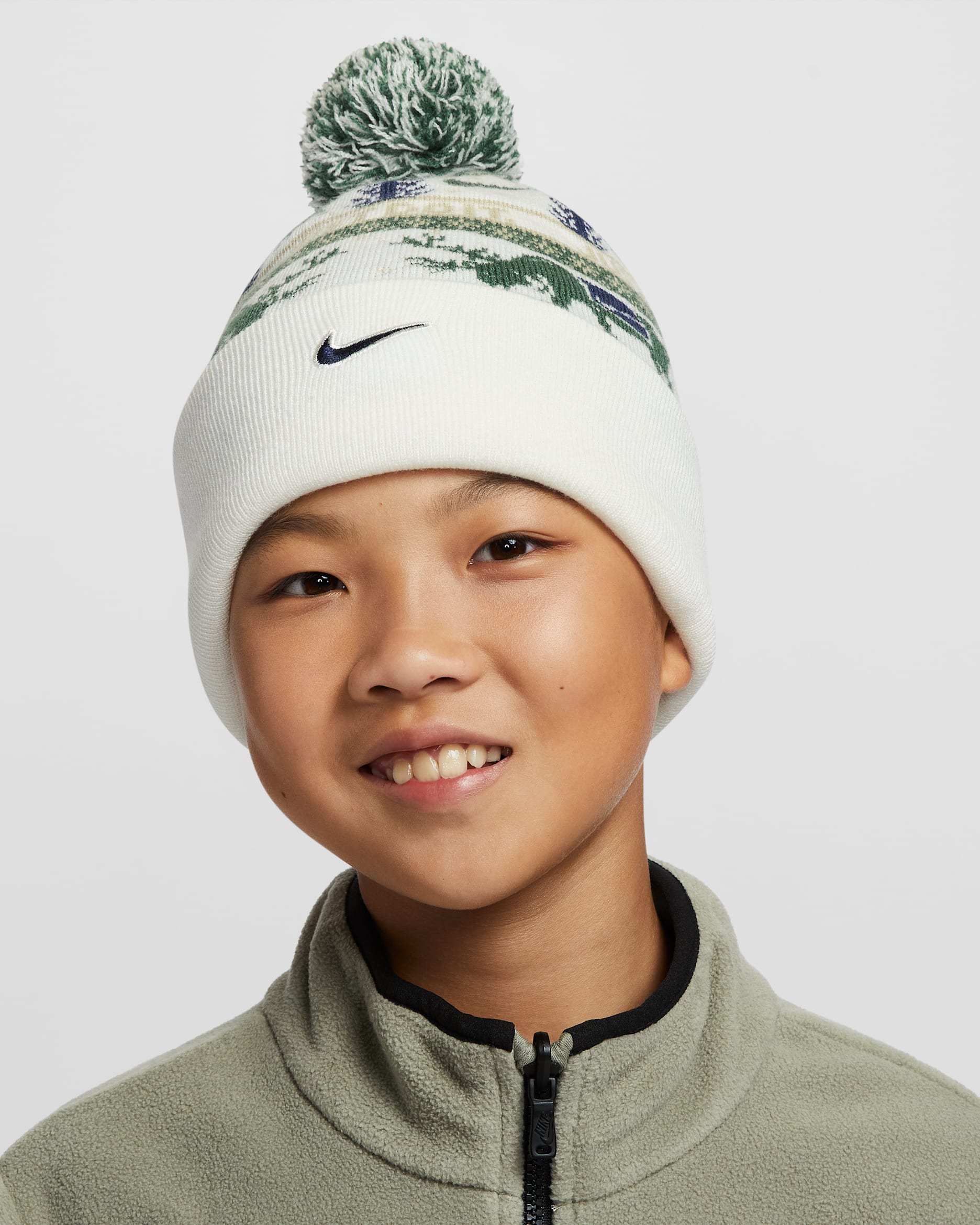 Gorro con dobladillo estándar para niños talla grande Nike Peak - Vela/Abeto/Caqui desierto