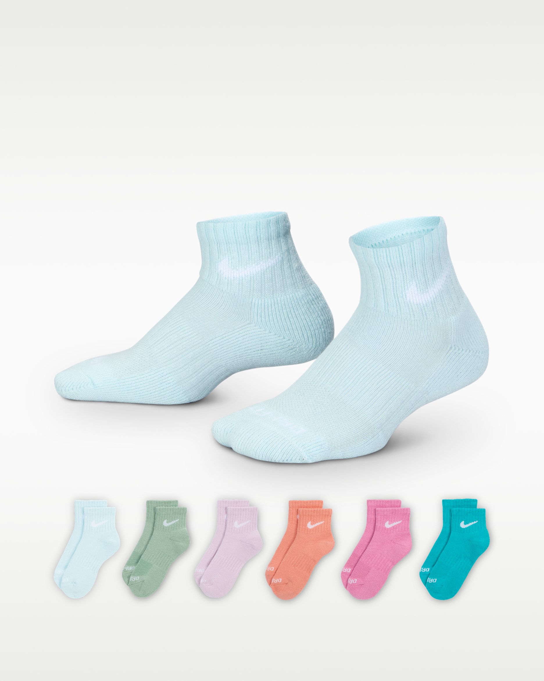 Calcetines de 1/4 para preescolar (6 pares) Nike Dri-FIT Performance Basics - Azul glacial