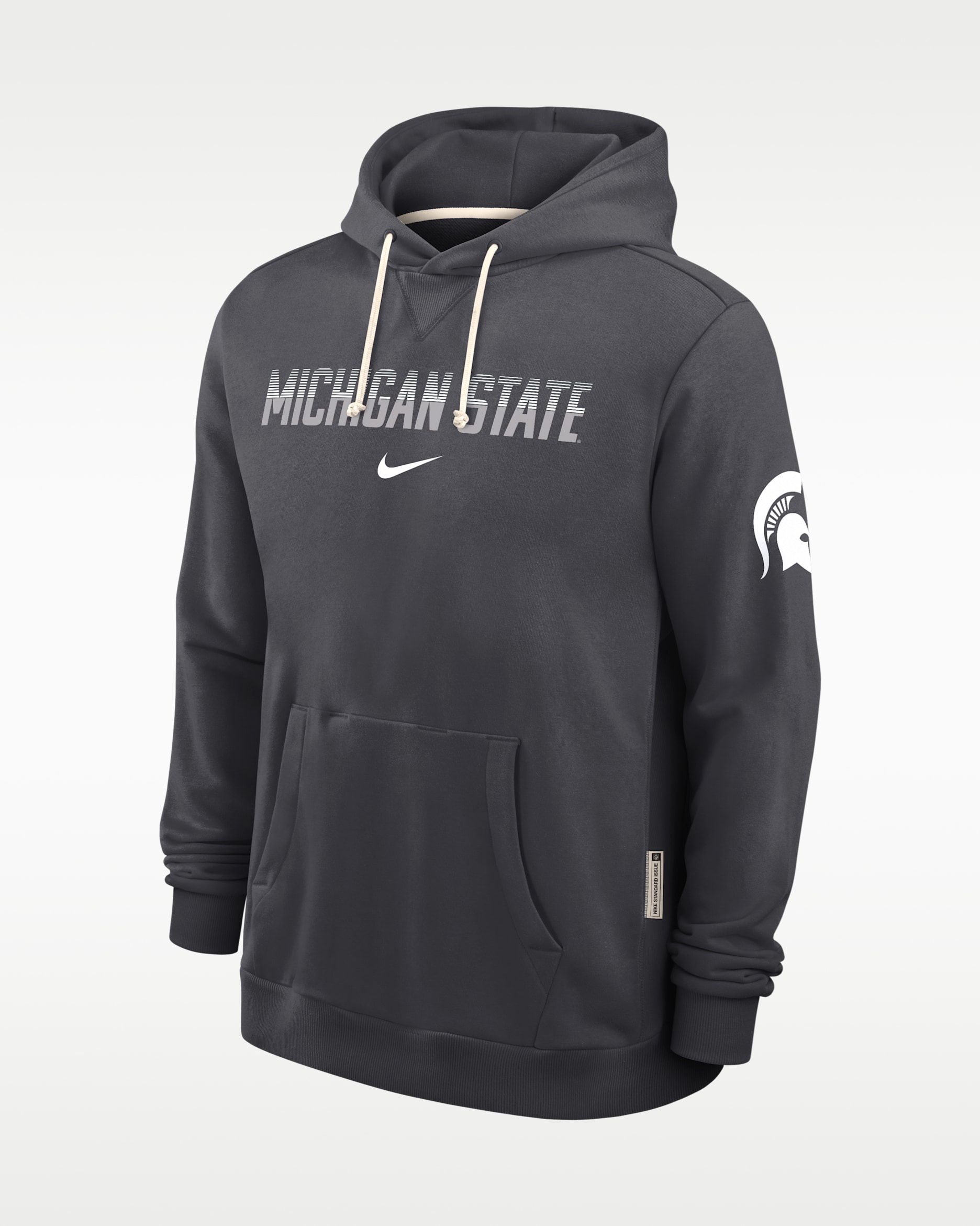 Sudadera con gorro sin cierre universitaria Nike Dri-FIT para hombre Michigan State Sideline Standard Issue - Antracita