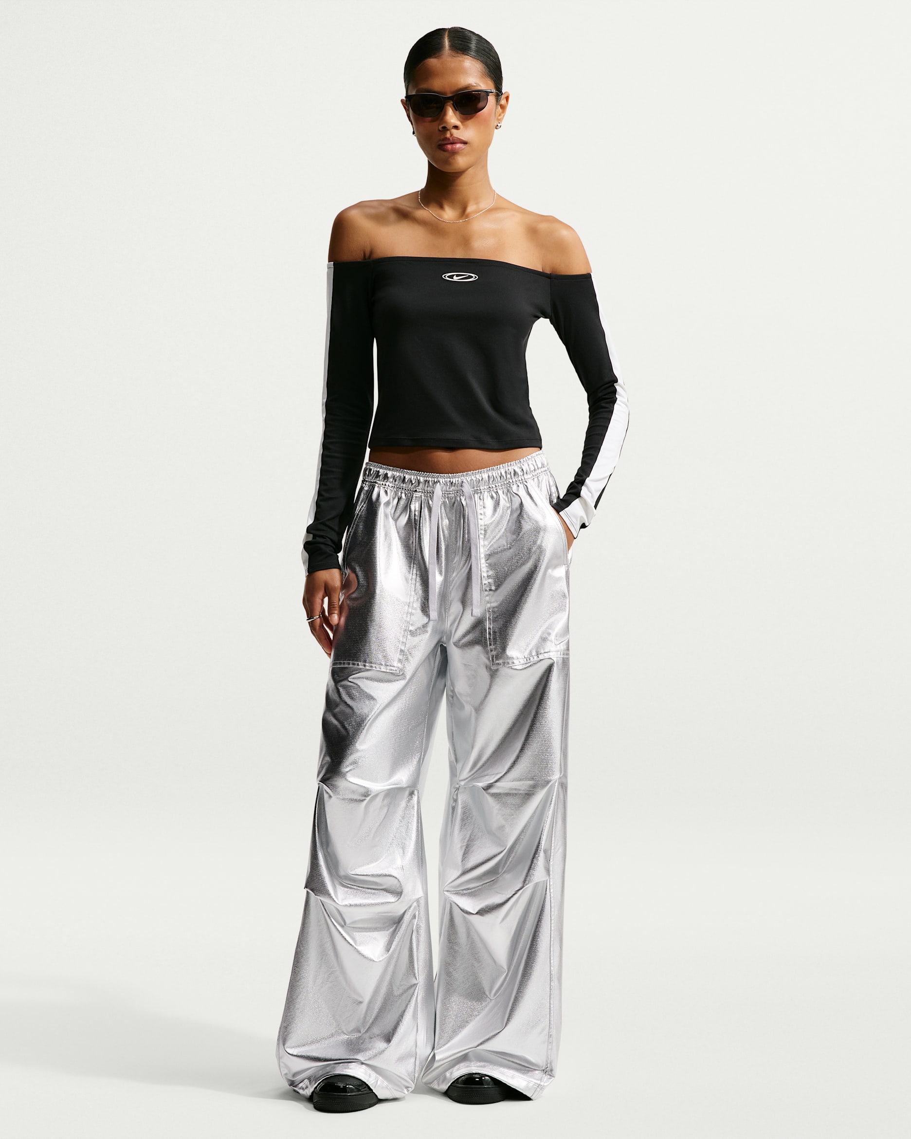 Pants holgados con estructura para mujer Nike Sportswear - Plata metalizado