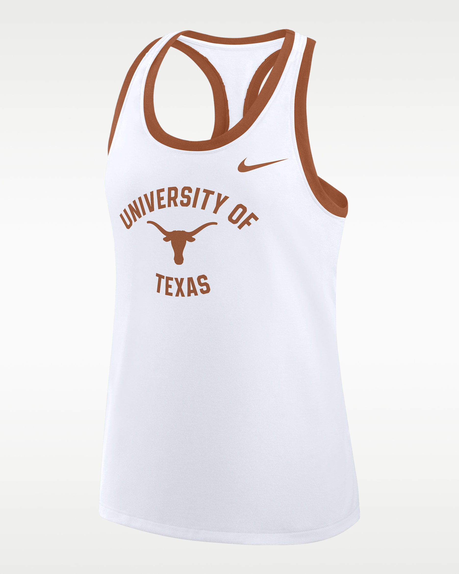 Camiseta de tirantes universitaria Nike con espalda deportiva para mujer Texas Uni Name - Blanco