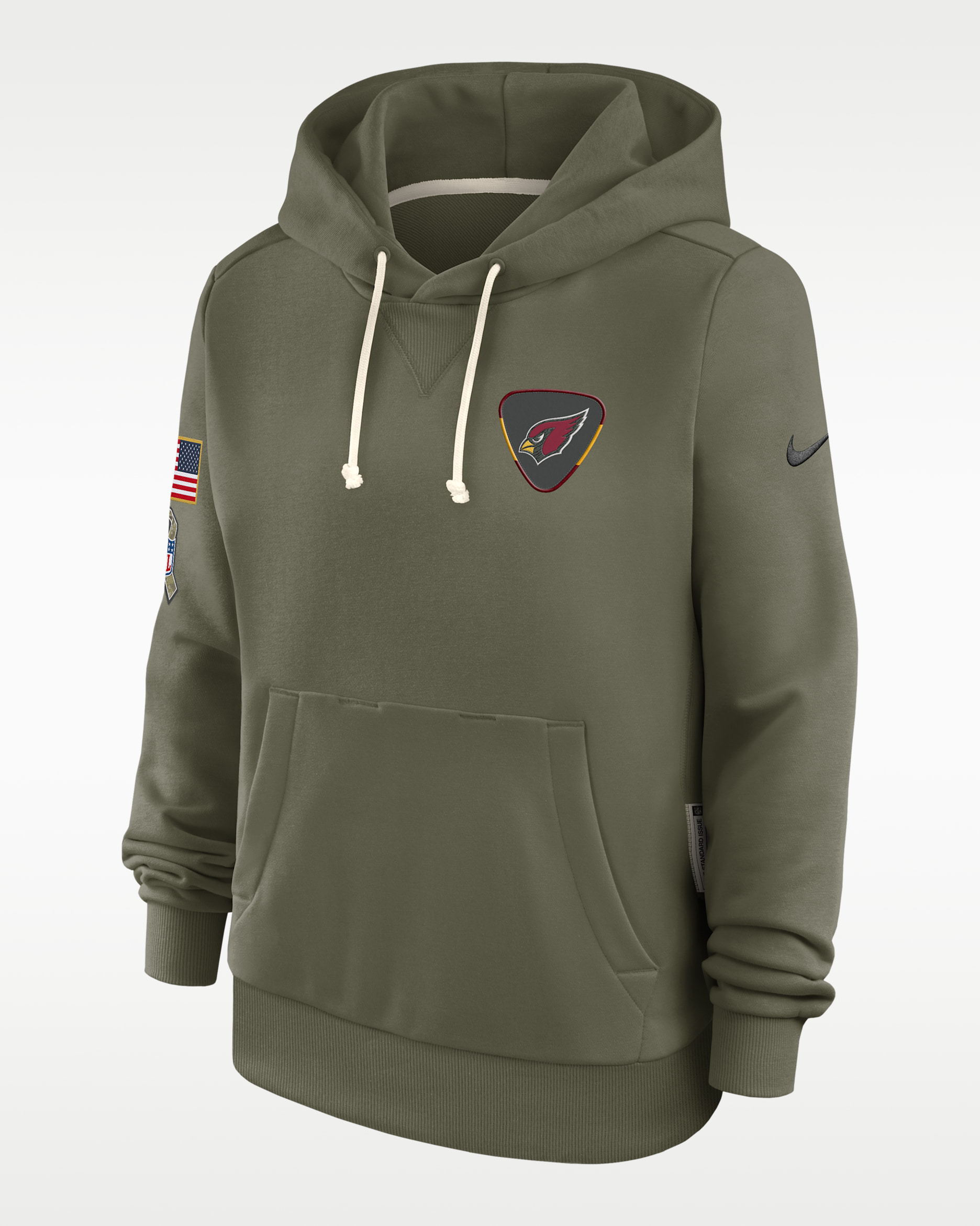 Arizona Cardinals Salute to Service Sideline Women's Nike Dri-FIT NFL Pullover Hoodie - Olive