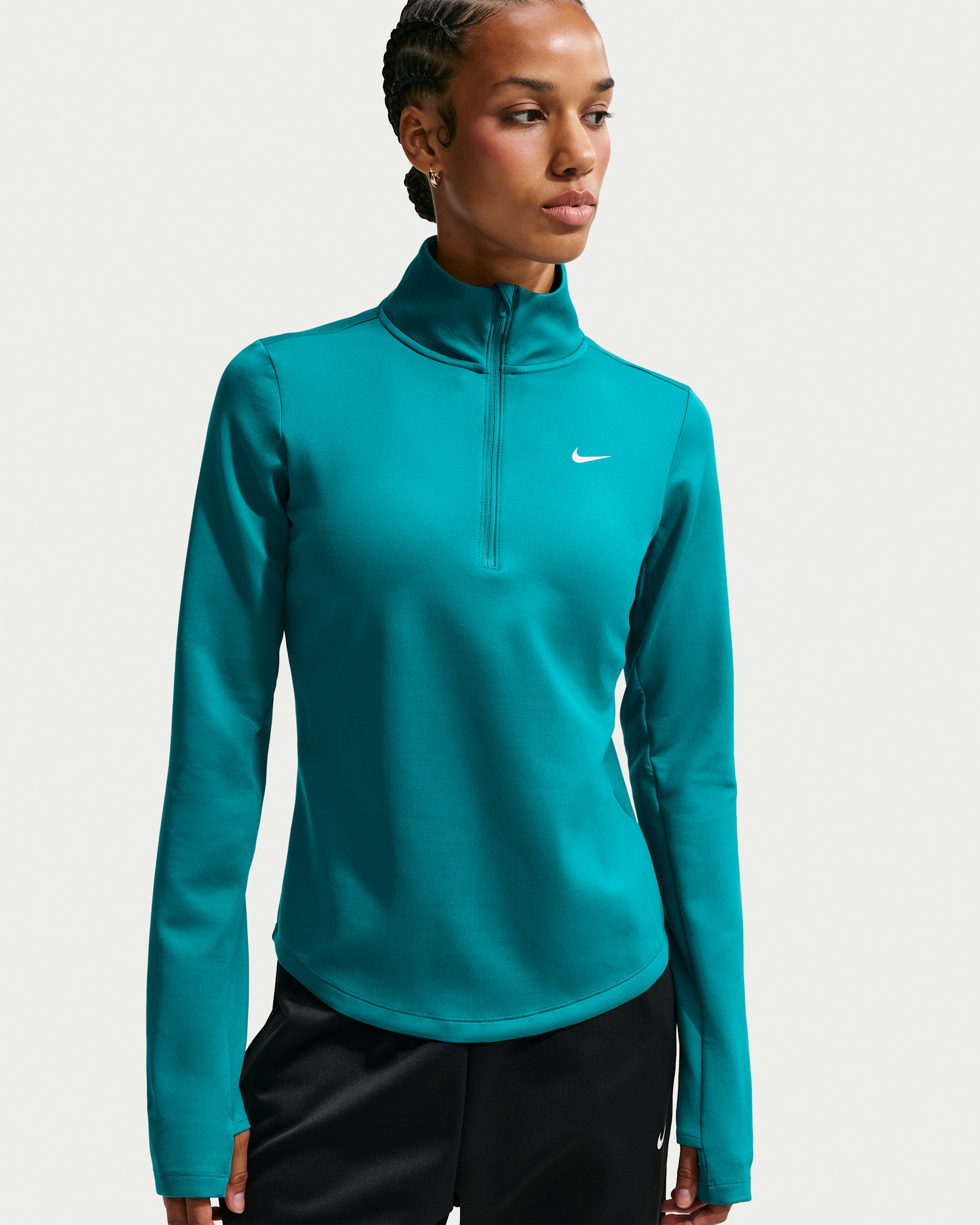Prenda intermedia Therma-FIT de medio cierre para mujer Nike One - Abeto brillante/Blanco