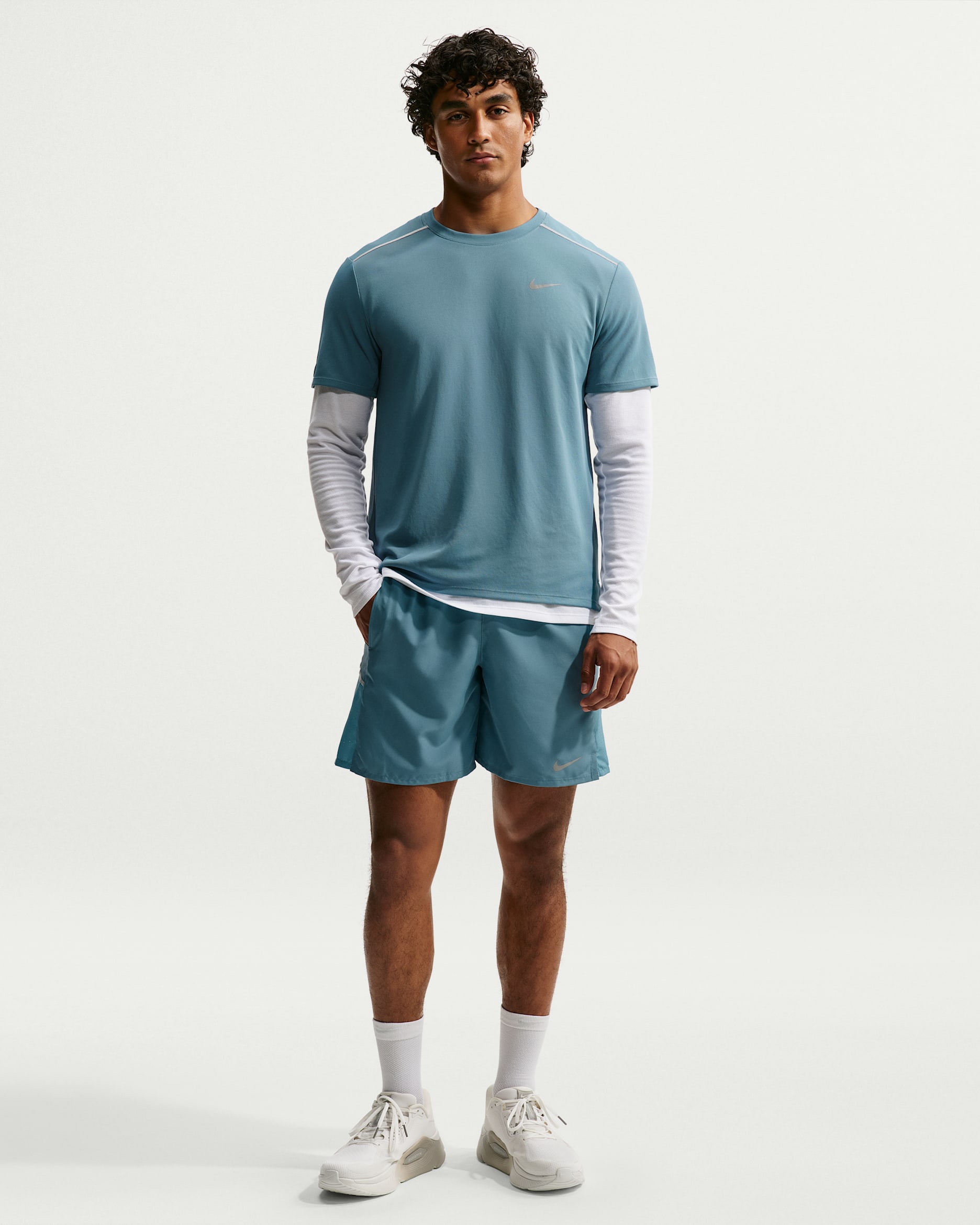 Nike Miler Men's Dri-FIT 7" Brief-Lined Running Shorts - Smokey Blue/Cerulean