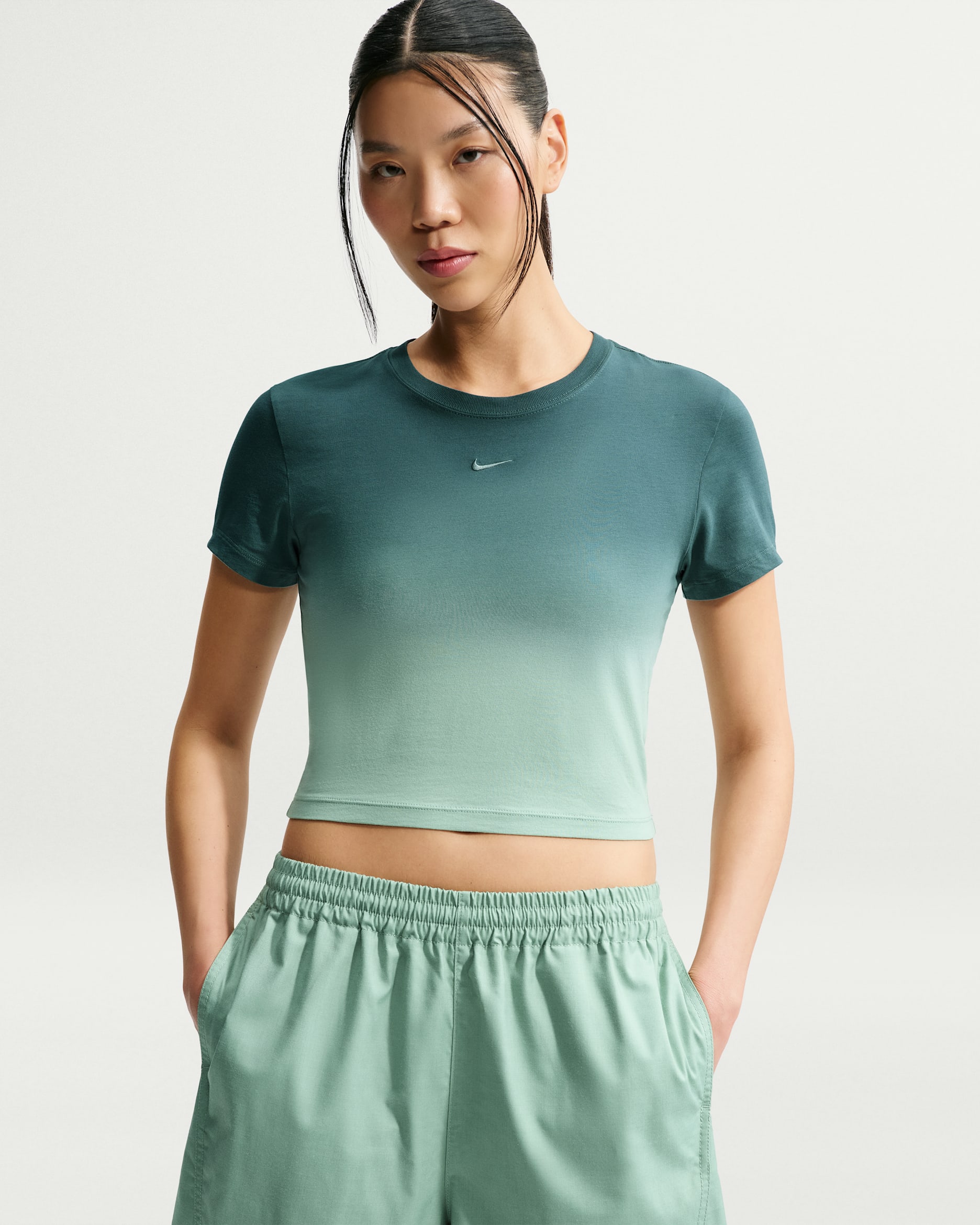 Nike Sportswear Chill Knit Women's Slim Cropped T-Shirt - Mineral Slate/Steam