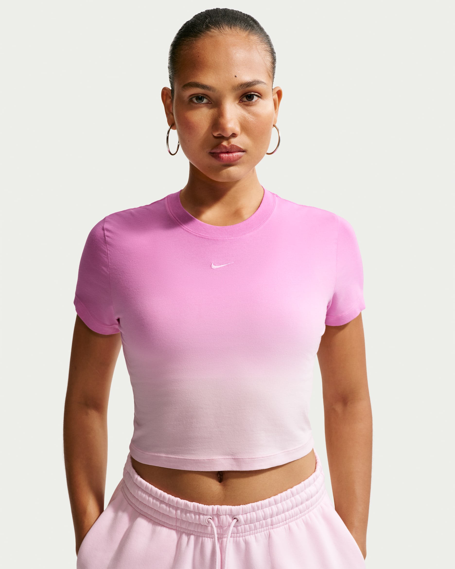 Nike Sportswear Chill Knit Women's Slim Cropped T-Shirt - Light Magenta/Pink Foam