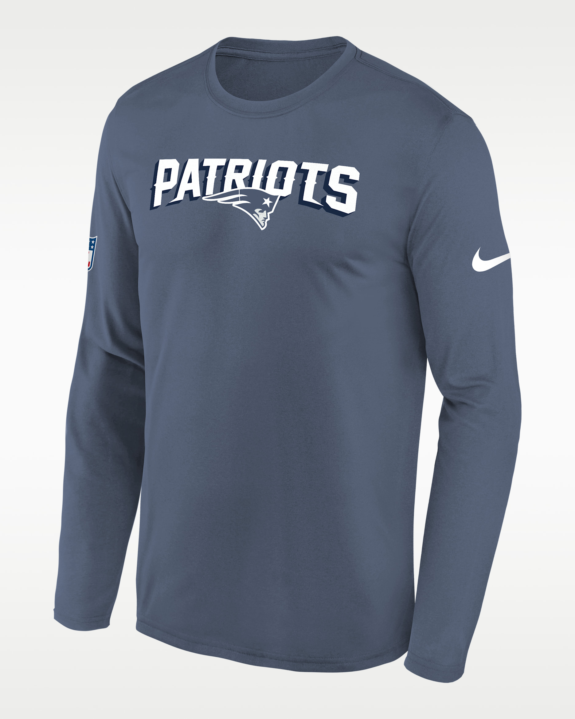 New England Patriots Rivalries Collection Sideline Legend Big Kids' Nike Dri-FIT NFL Long-Sleeve T-Shirt - Blue