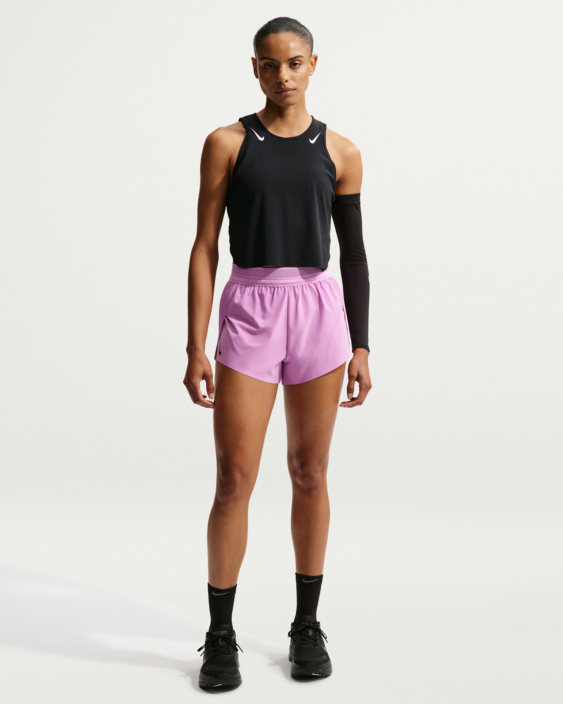 Nike AeroSwift Women's Dri-FIT ADV Mid-Rise 3" Brief-Lined Running Shorts - Light Magenta/Black/White/Black