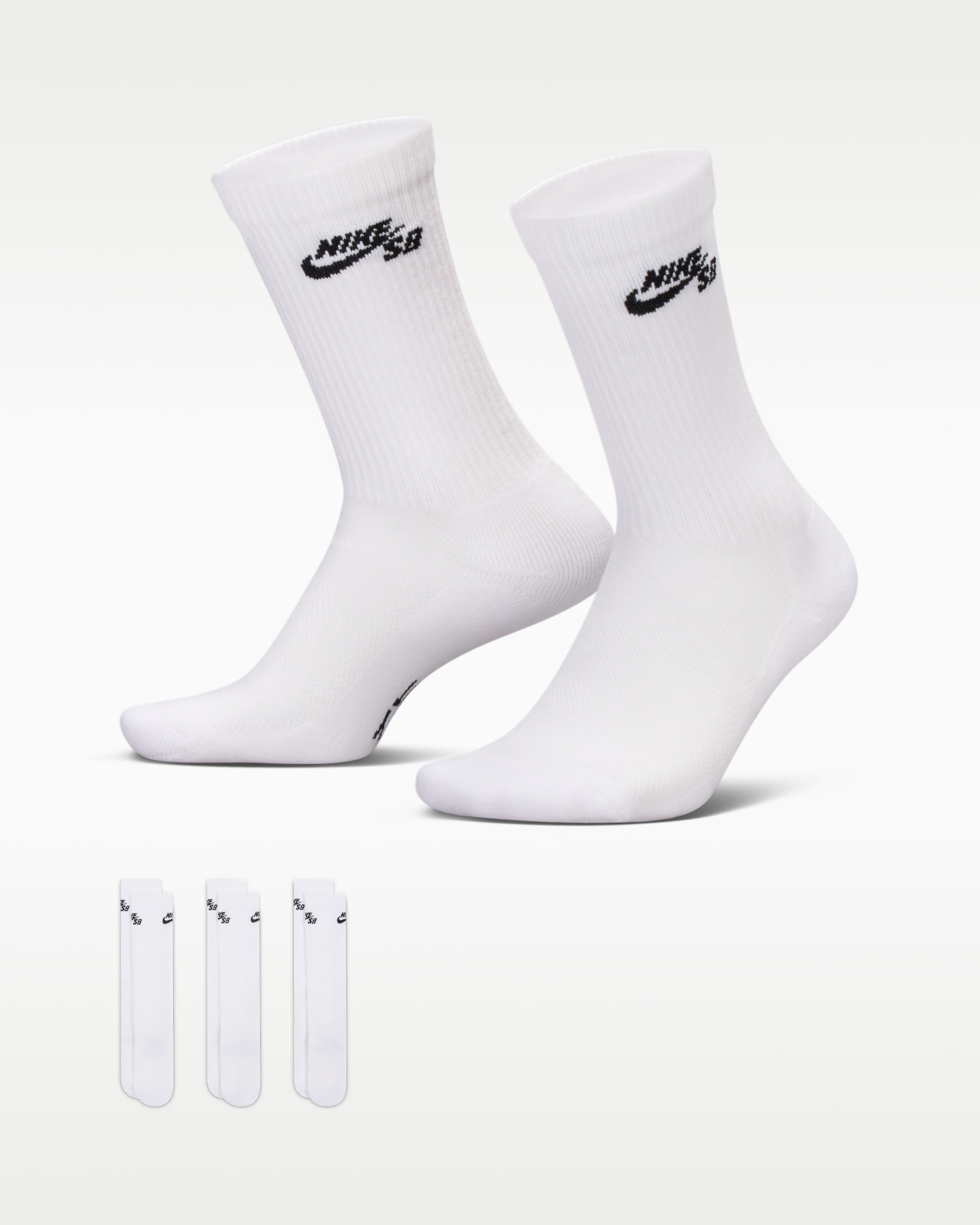Nike SB Everyday Elevated Skate Socks (3 Pairs) - White