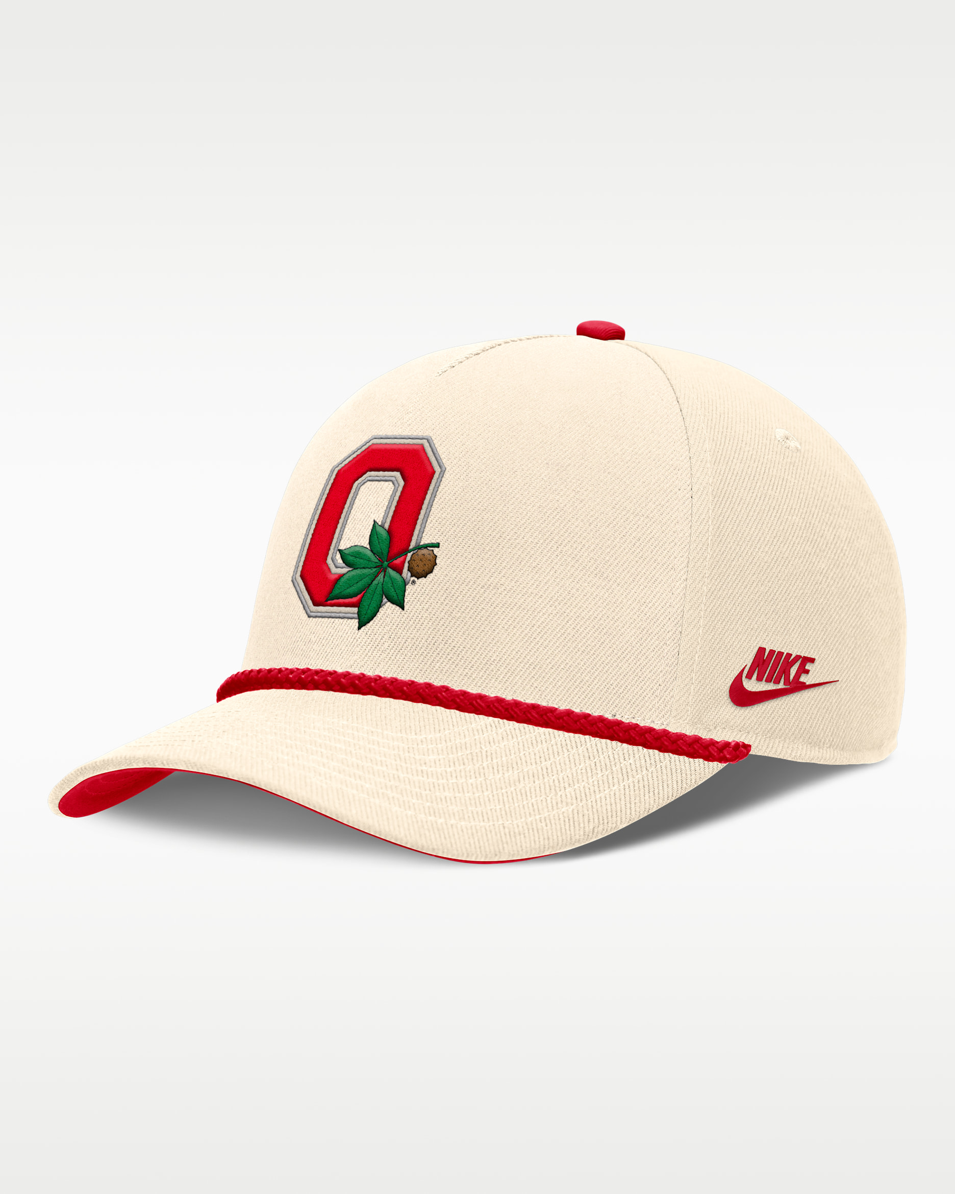 Ohio State Legacy Vintage Rope Rise Men's Nike College Adjustable Hat - Natural/Red/Red