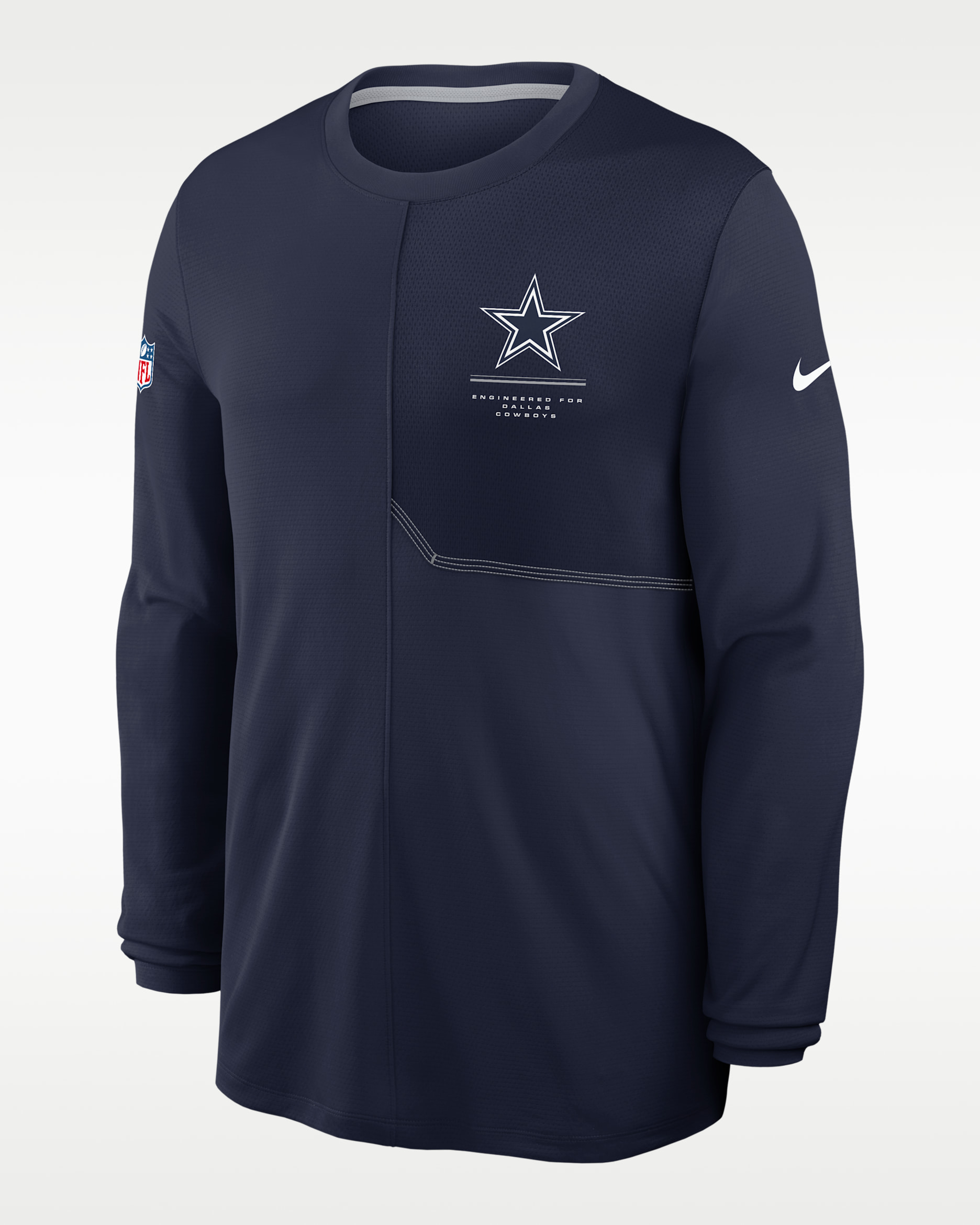 Playera de manga larga Nike Dri-FIT de la NFL para hombre Dallas Cowboys Sideline Coach - Azul marino