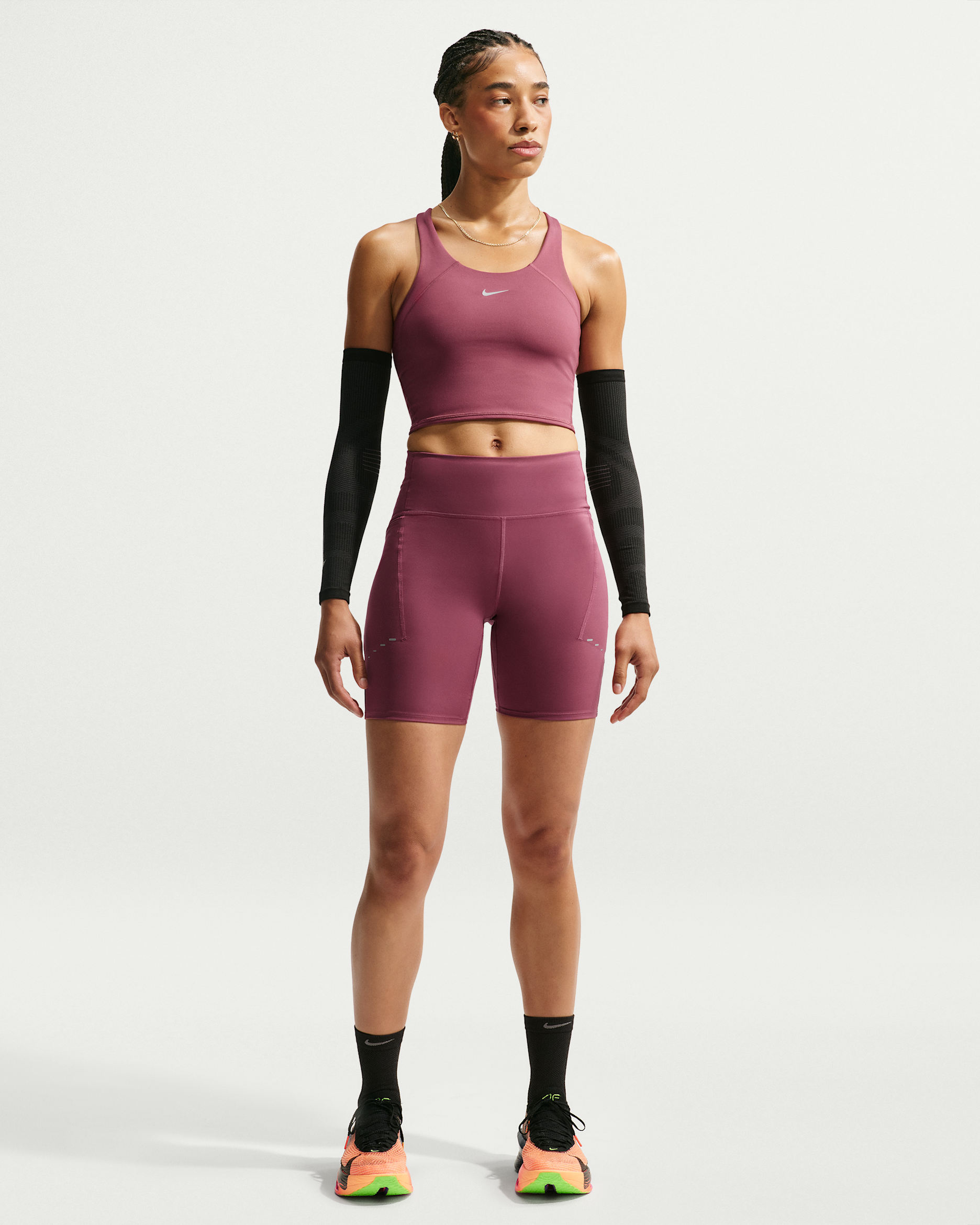 Nike Swift Women's Dri-FIT High-Waisted 18cm Running Shorts (Approx.) - Pink Smoke