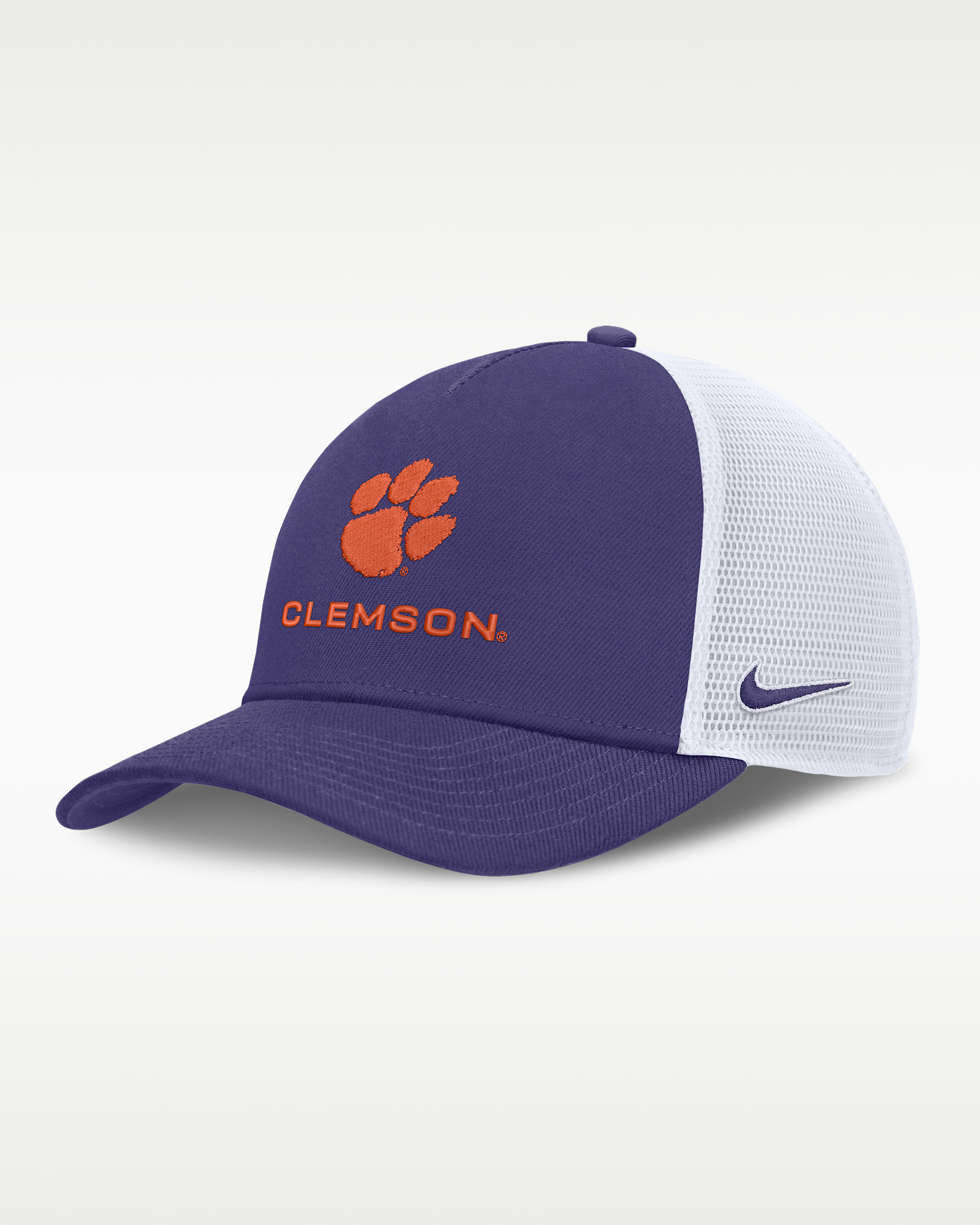 Clemson Sideline Rise Gameday Men's Nike College Trucker Adjustable Hat - New Orchid/White