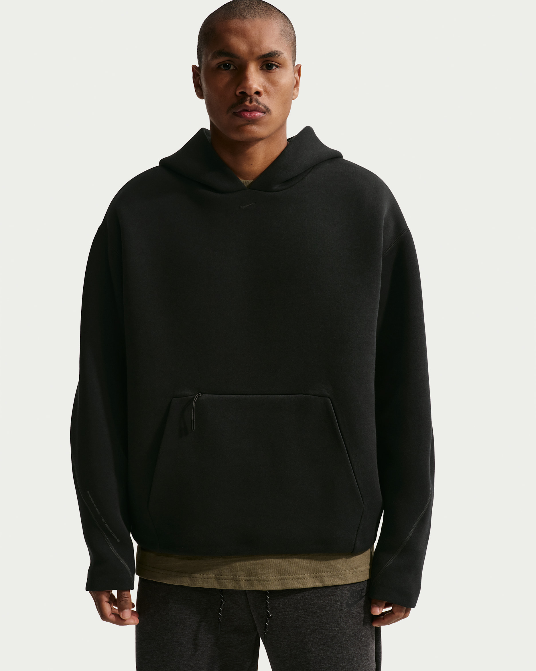 Fleecehuvtröja Nike Tech för män - Svart/Svart
