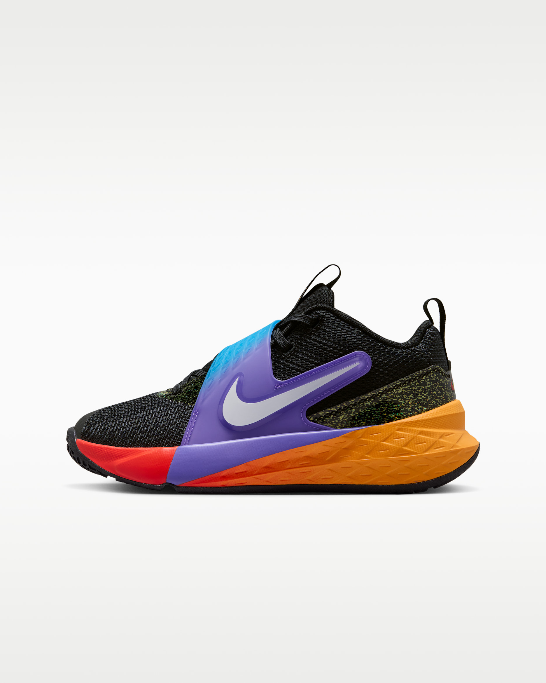 Nike Team Hustle D 12 Big Kids' Basketball Shoes - Black/Laser Orange/Action Grape/White