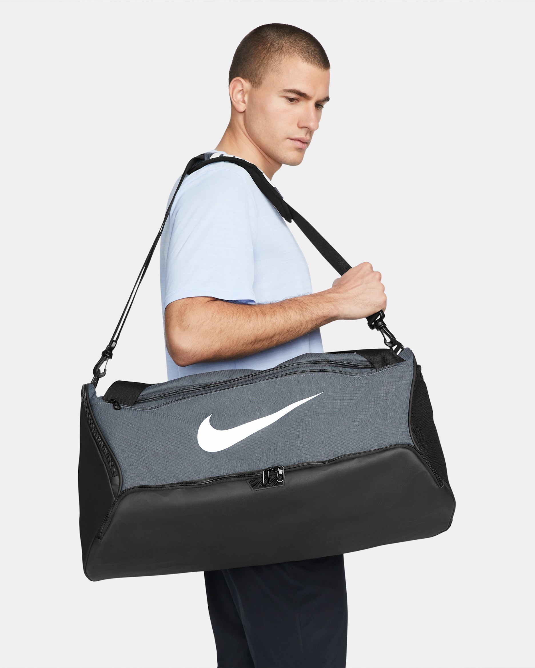 Nike Brasilia 9.5 Training Duffel Bag (Medium, 60L) - Iron Grey/Black/White