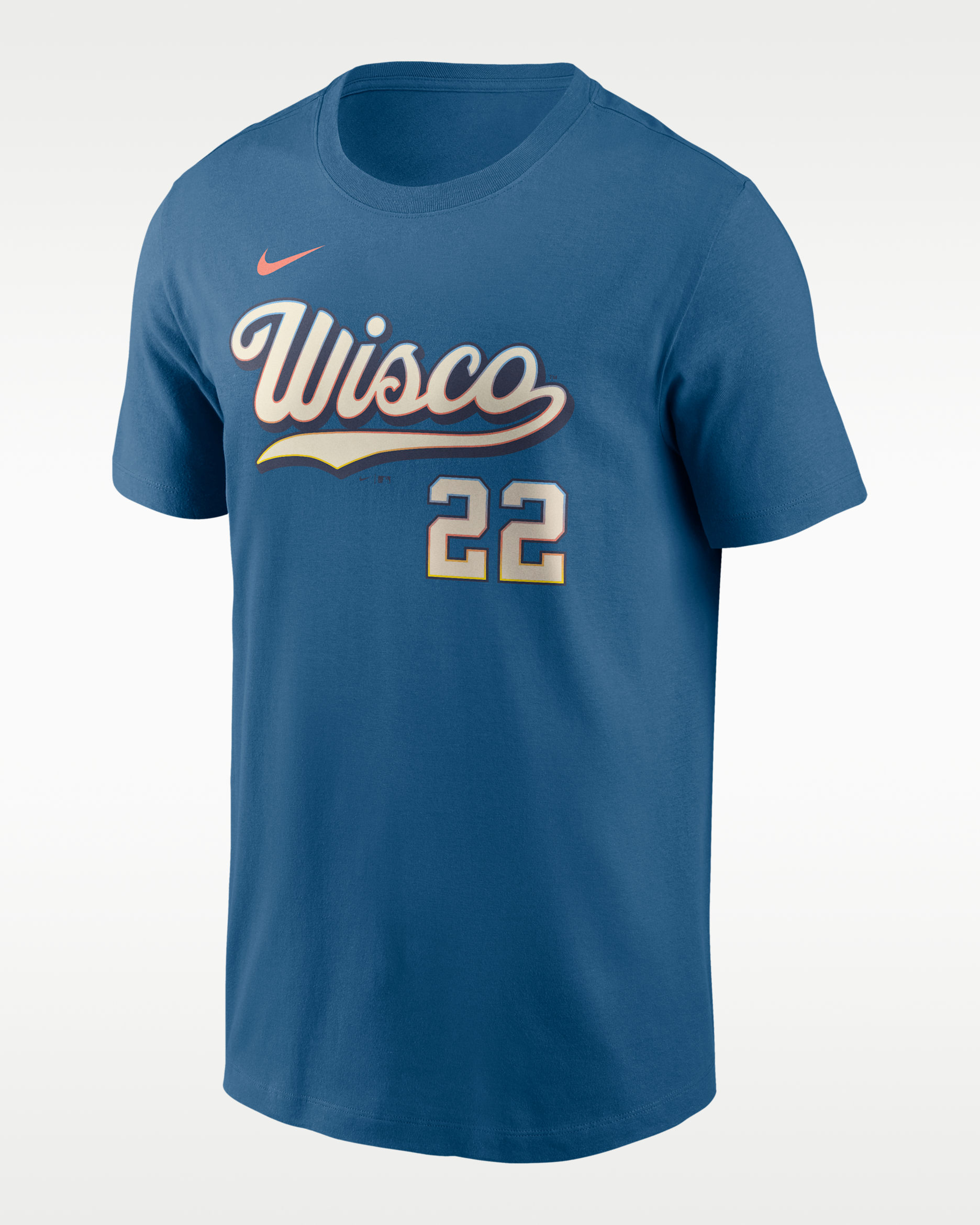 Christian Yelich Milwaukee Brewers City Connect Men's Nike MLB T-Shirt - Mineral Blue