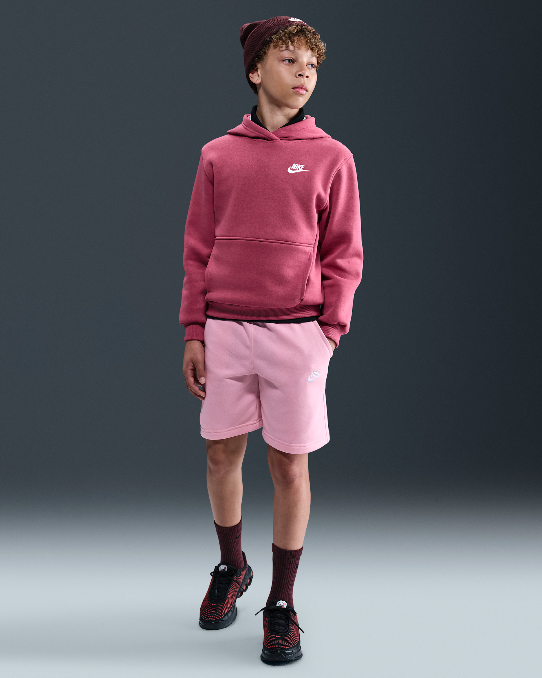 Nike Sportswear Club Fleece Big Kids' French Terry Shorts - Medium Soft Pink/White