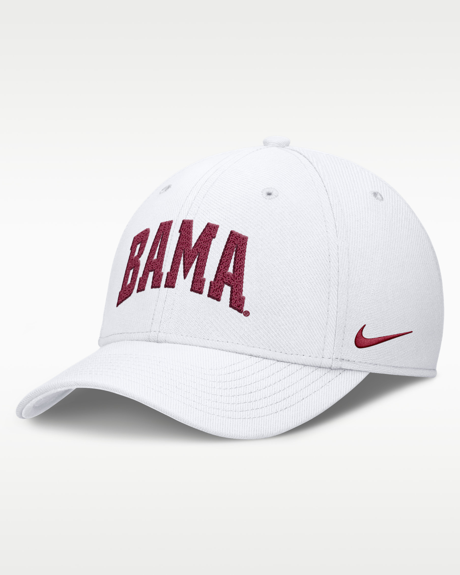 Alabama Classic Swooshflex Men's Nike Dri-FIT College Hat - White