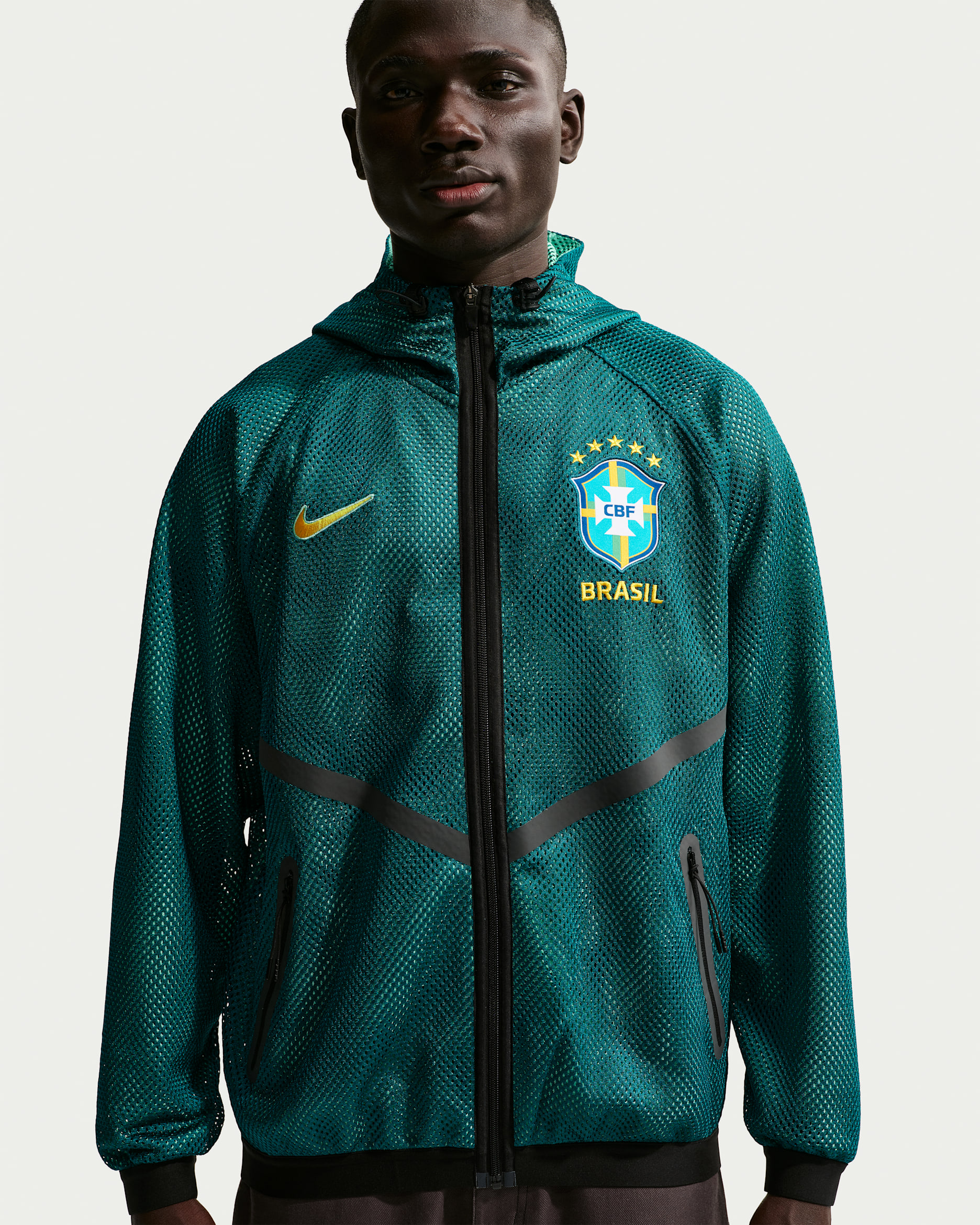 Brazil Men's Nike Dri-FIT Football Anthem Jacket - Geode Teal/Light Menta/Midwest Gold