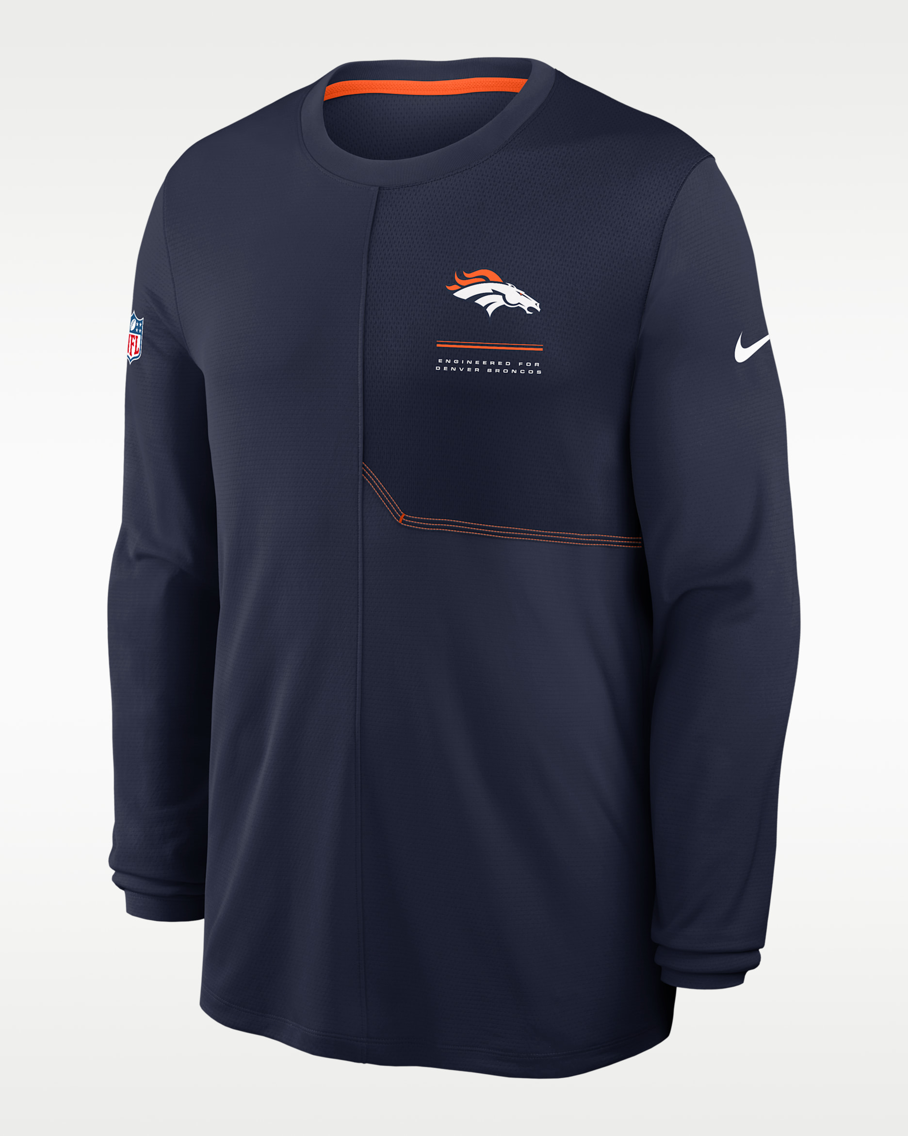 Denver Broncos Sideline Coach Men's Nike Dri-FIT NFL Long-Sleeve Top - College Navy