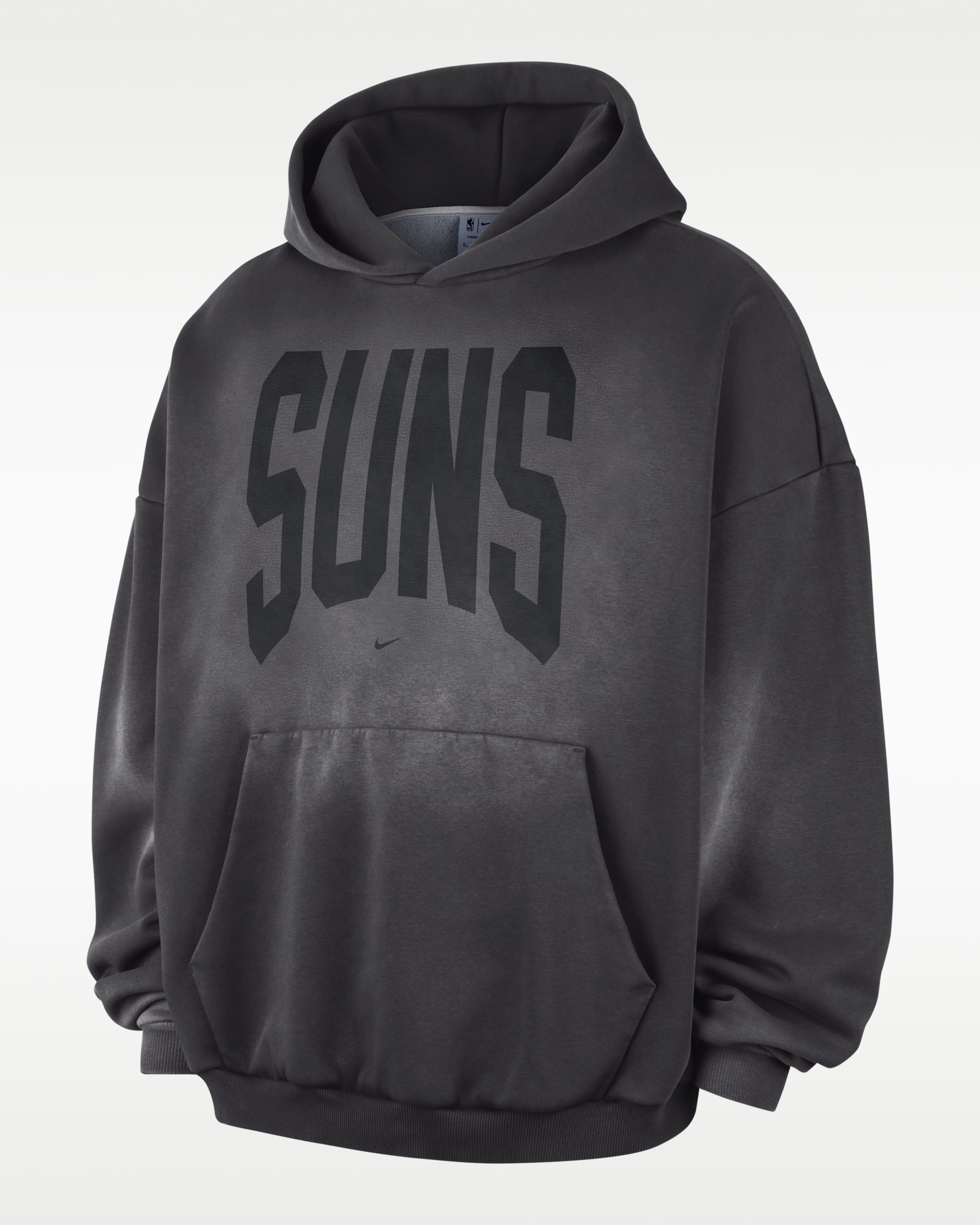Sudadera con gorro sin cierre de básquetbol de tejido Fleece Therma-FIT para hombre Phoenix Suns Standard Issue - Carbón oscuro/Blanco