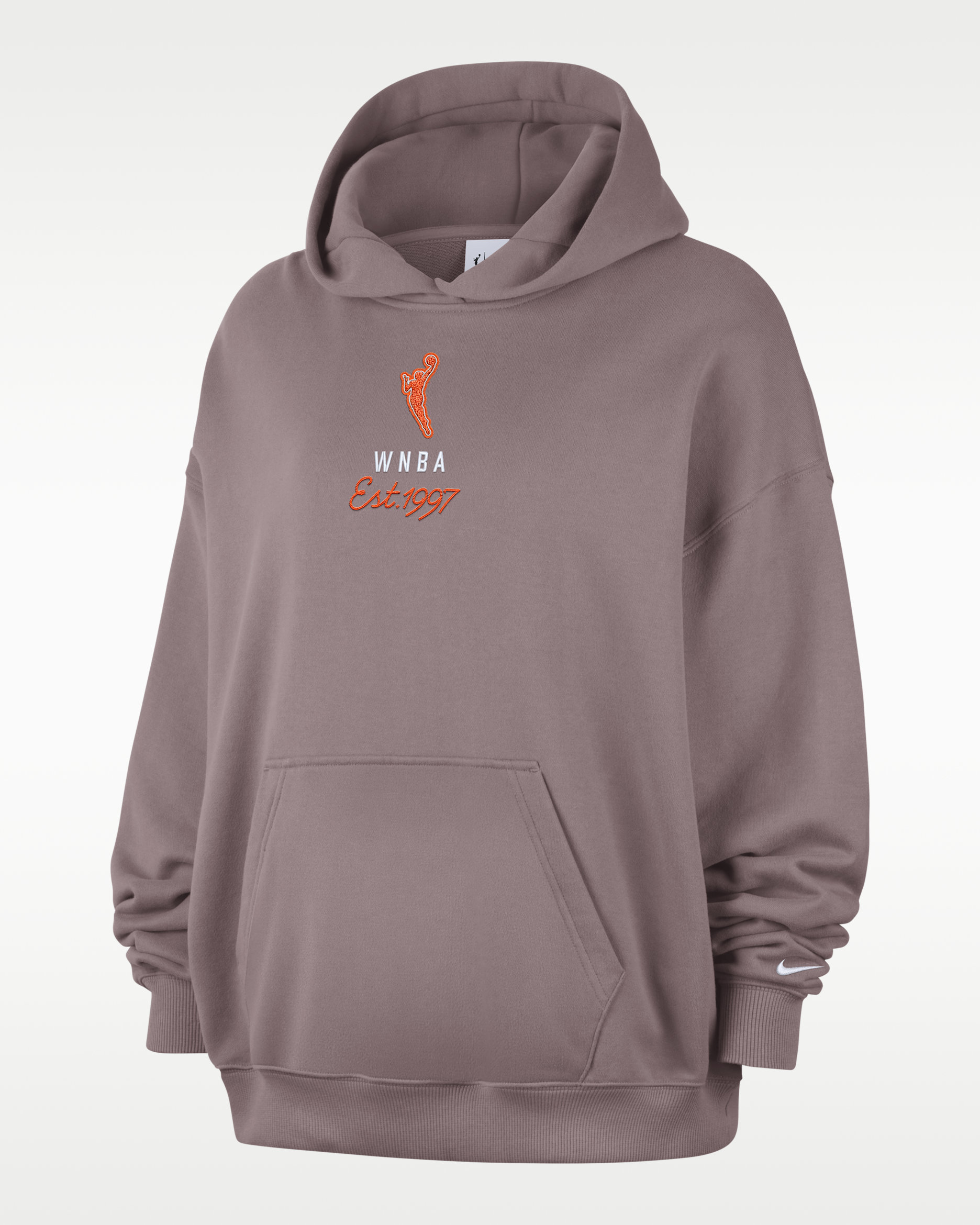 WNBA Women's Oversized French Terry Pullover Hoodie - Taupe Grey/White